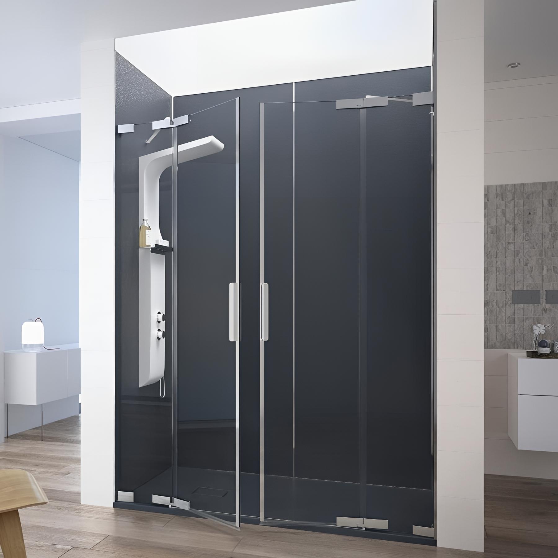 Receveur de douche Kinedo Kinesurf découpable 100x90 gris anthracite aspect pierre avec cache-bonde assorti et bonde extra-plate