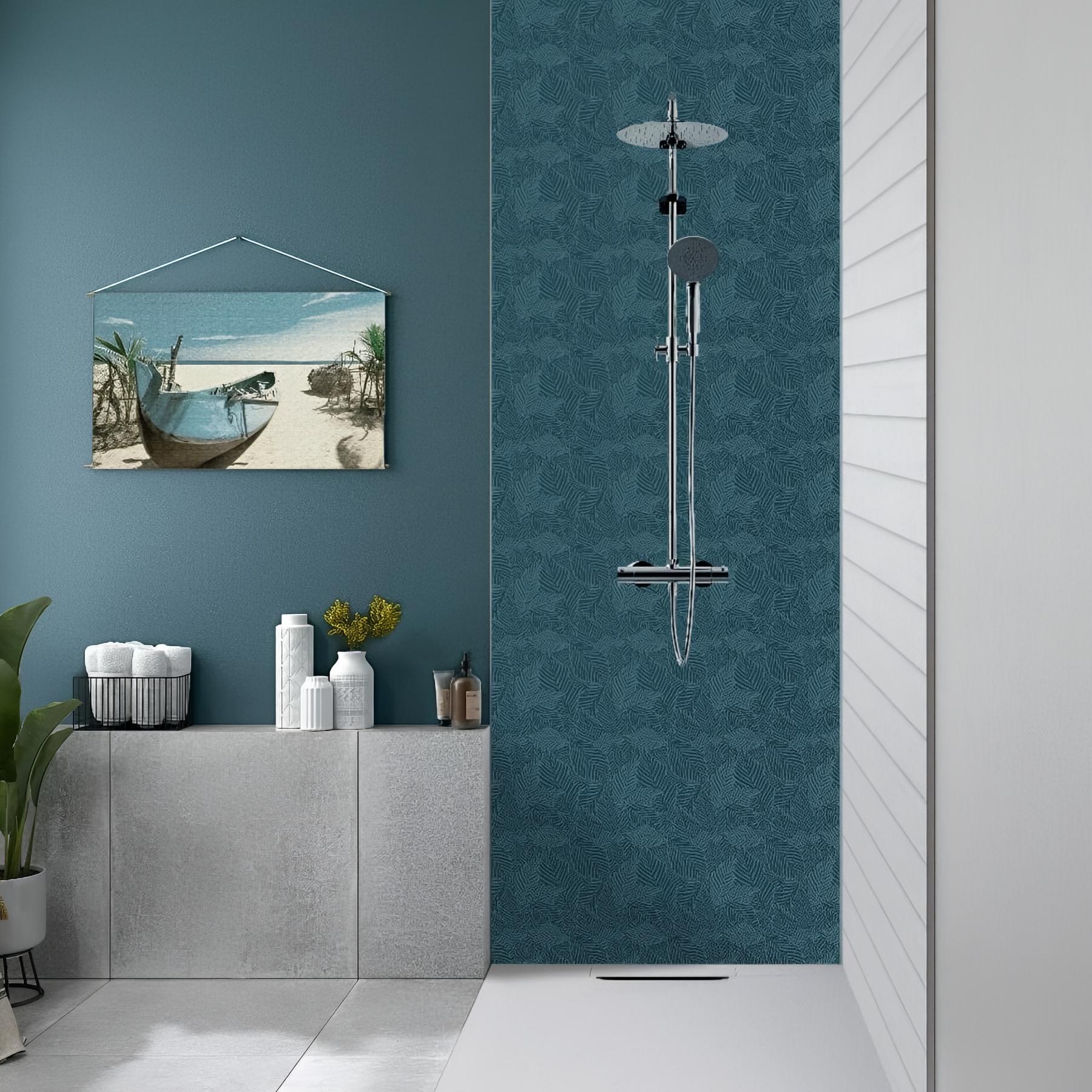 Panneau mural salle de bain hydrofuge multicouche PVC/ALU/PVC KINEDO Kinéwall Design épaisseur 3 mm 100x250 lambris horizontal blanc