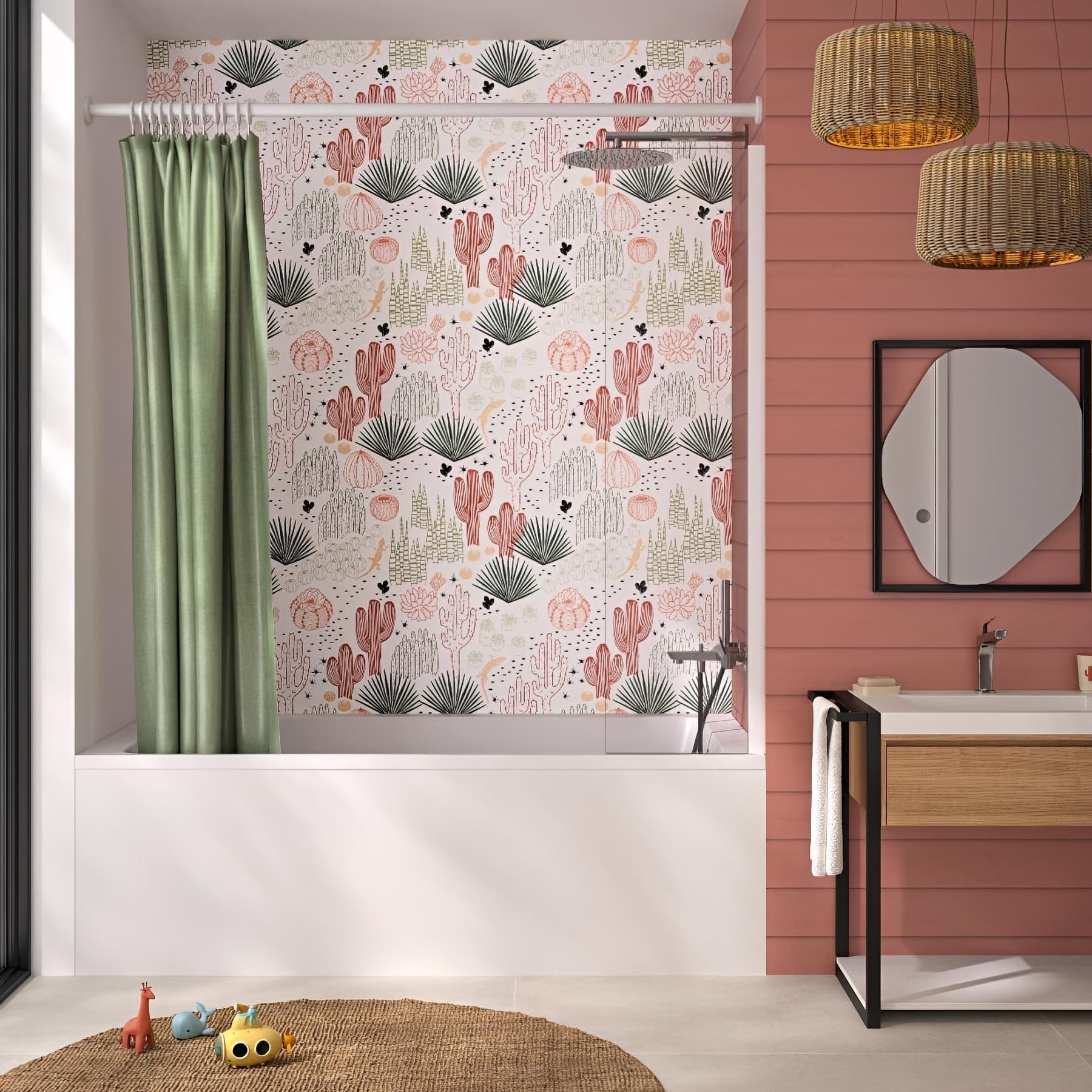 Panneau mural salle de bain Kinedo Kinéwall Design 3 mm 100x202 cactus