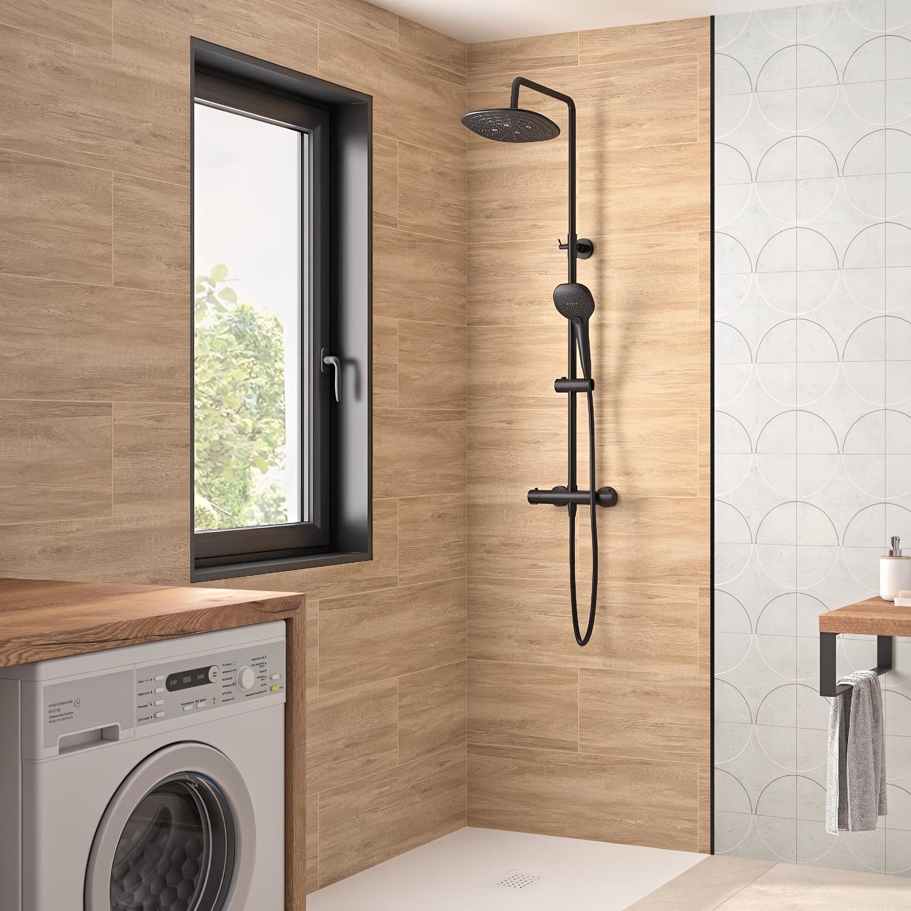 Panneau mural salle de bain hydrofuge multicouche PVC/ALU/PVC KINEDO Kinéwall Design épaisseur 3 mm 100x202 chêne naturel