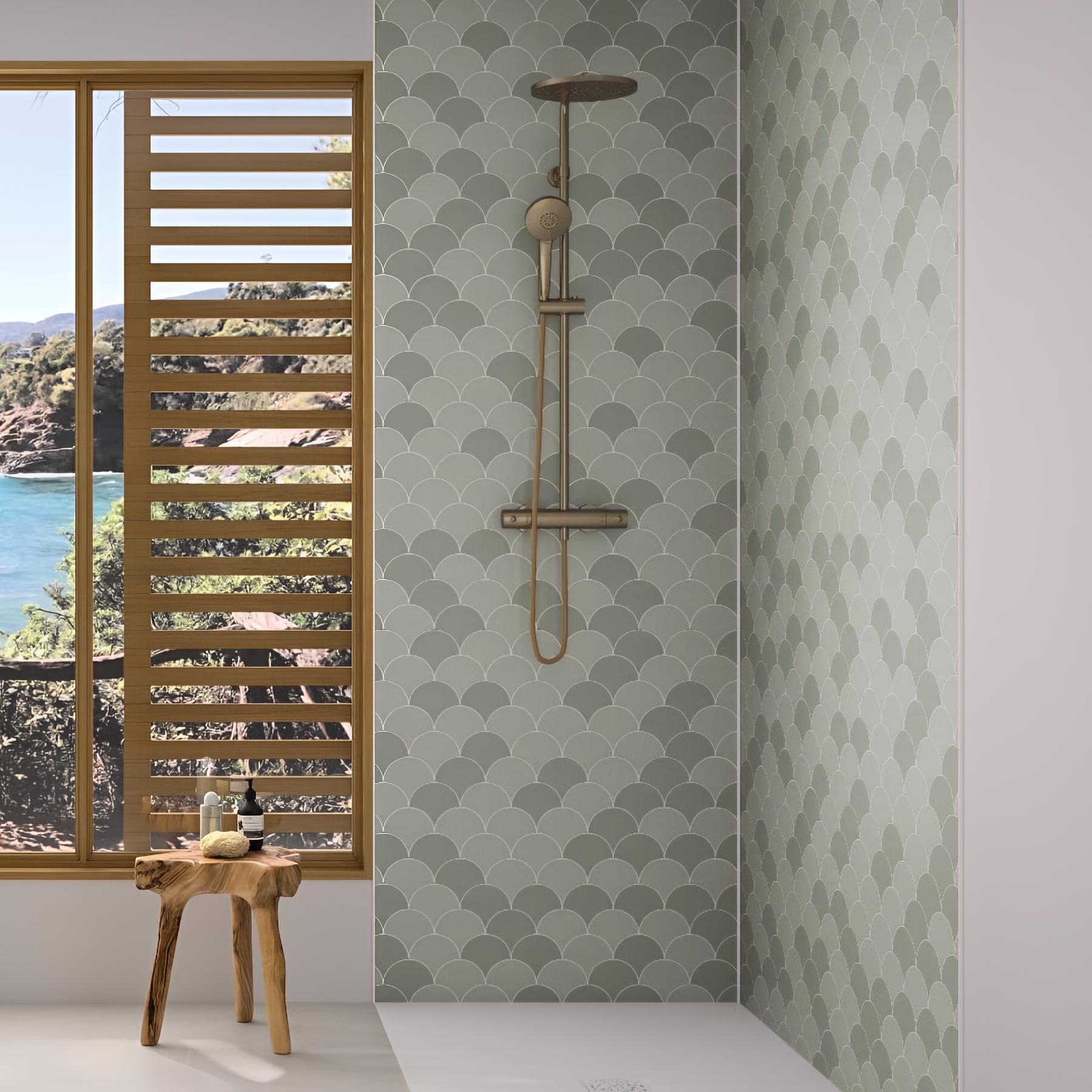 Panneau mural salle de bain Kinedo Kinéwall Design 3 mm 150x250 écaille sauge