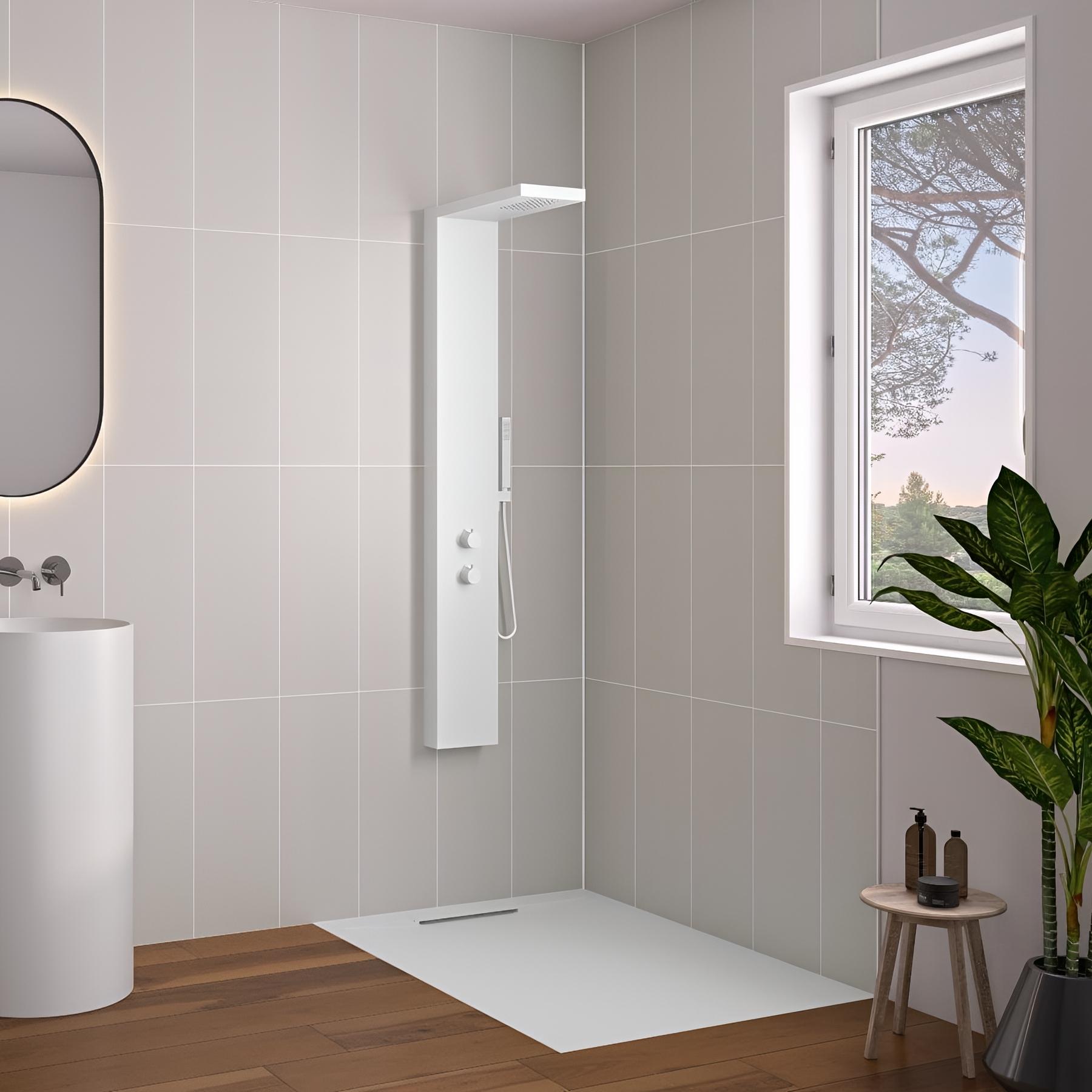 Panneau mural salle de bain hydrofuge multicouche PVC/ALU/PVC KINEDO Kinéwall Design épaisseur 3 mm 100x202 faïence tissu