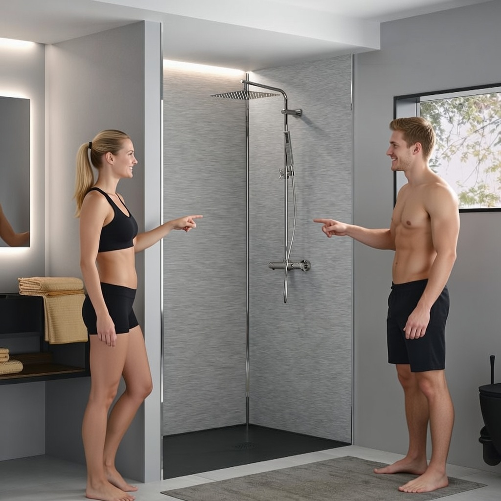 Panneau Mural Salle de Bain Kinedo KINEWALL ép. 3mm L1,50m H 2,50m couleur Inox Brossé Gris