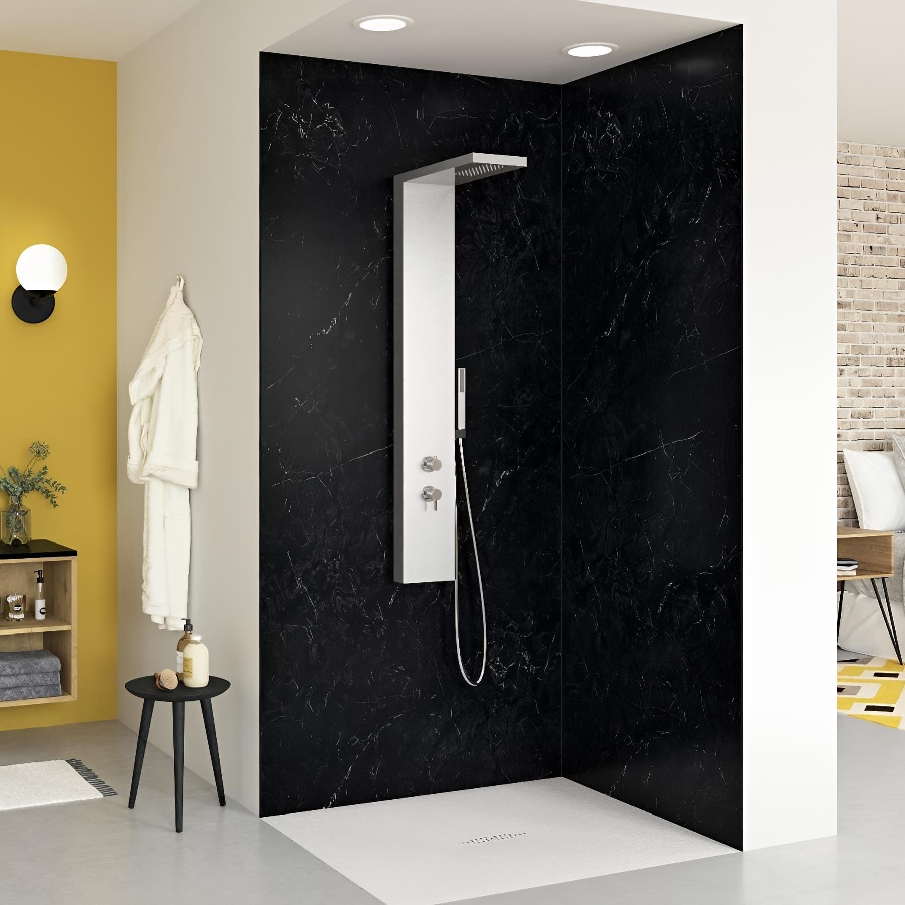 Panneau Mural Salle de Bain Kinedo KINEWALL ép. 3mm L 125cm H 202cm couleur Inox Brossé Gris