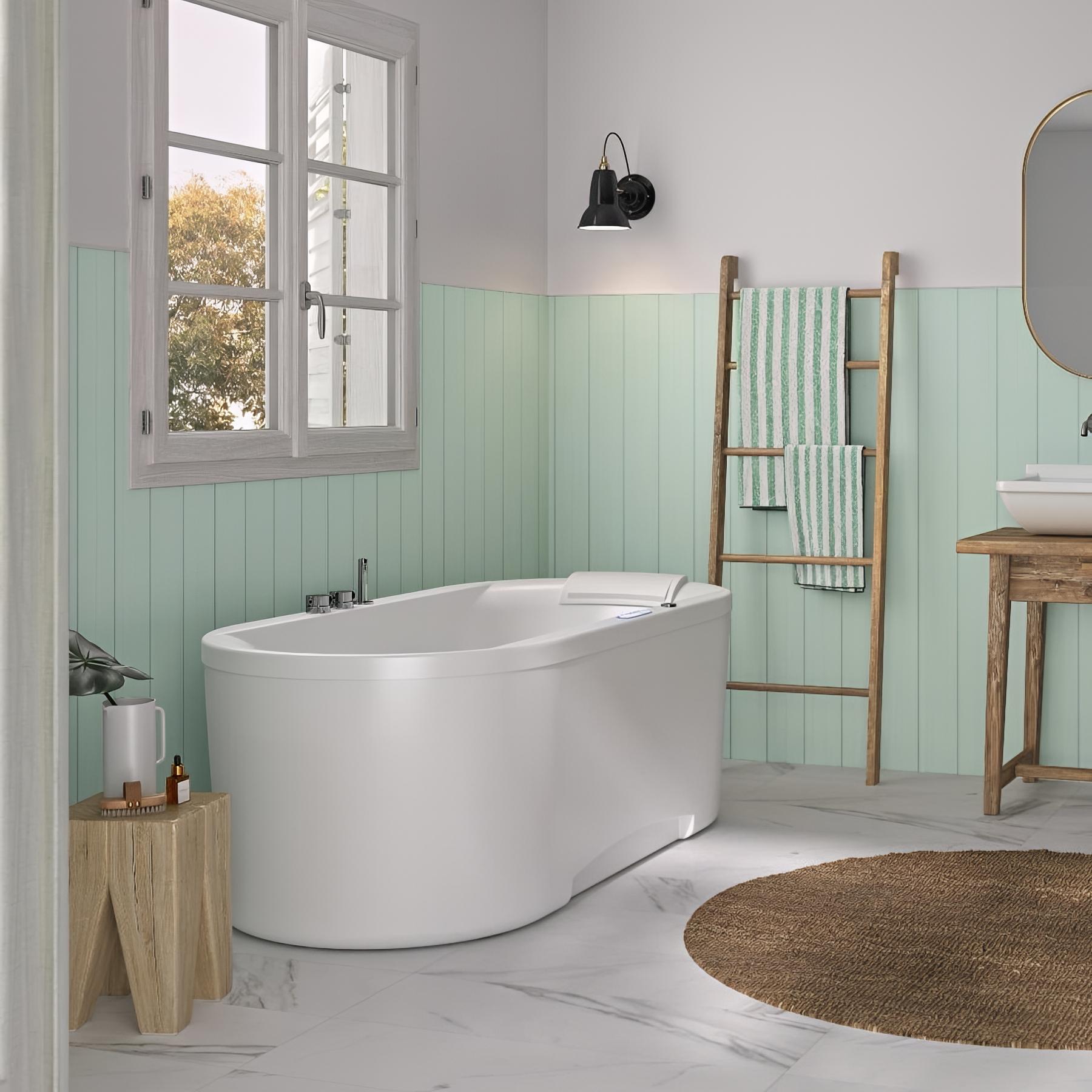 Panneau mural salle de bain hydrofuge multicouche PVC/ALU/PVC KINEDO Kinéwall Design épaisseur 3 mm 100x202 lambris vertical vert céladon