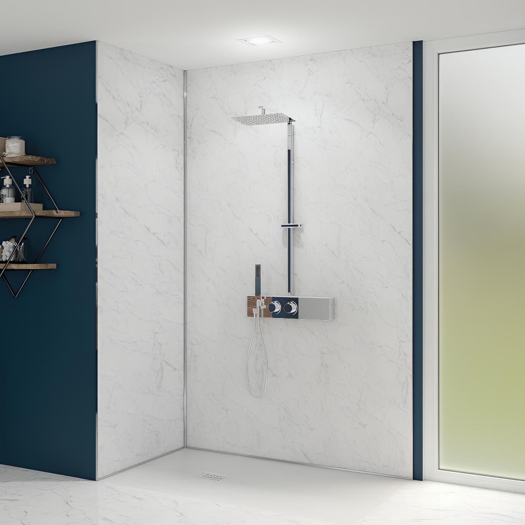 Panneau Mural Salle de Bain Kinedo KINEWALL ép. 3mm L 125cm H 202cm couleur Marbre Blanc