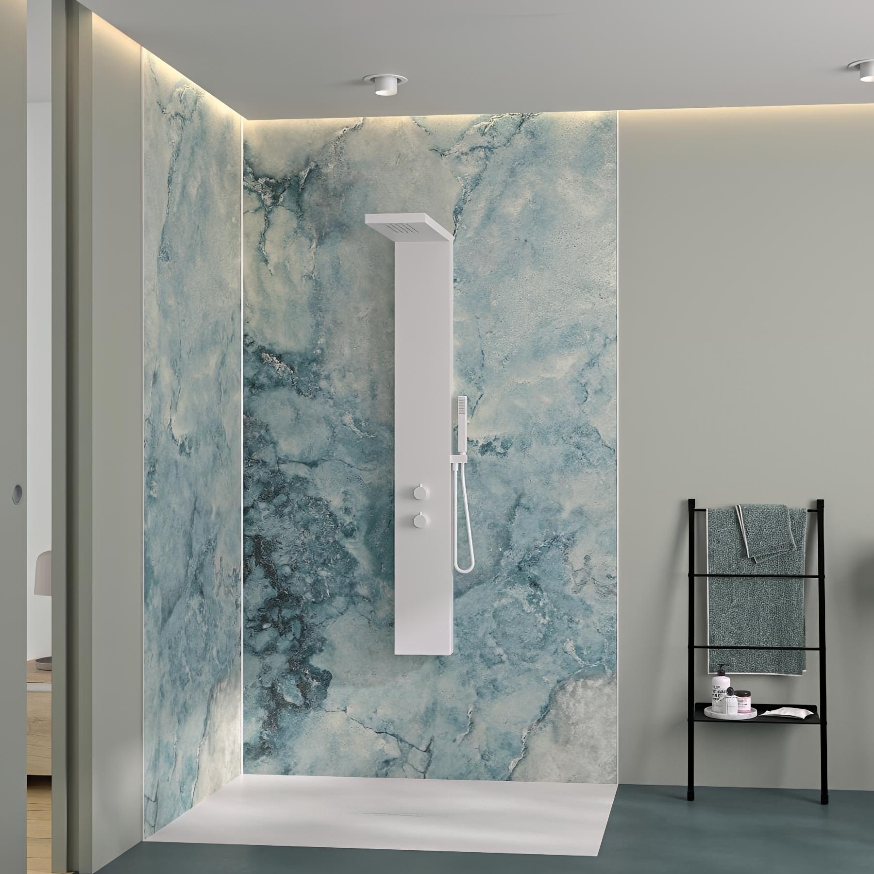 Panneau mural salle de bain Kinedo Kinéwall Design 3 mm 150x250 marbre gris bleu