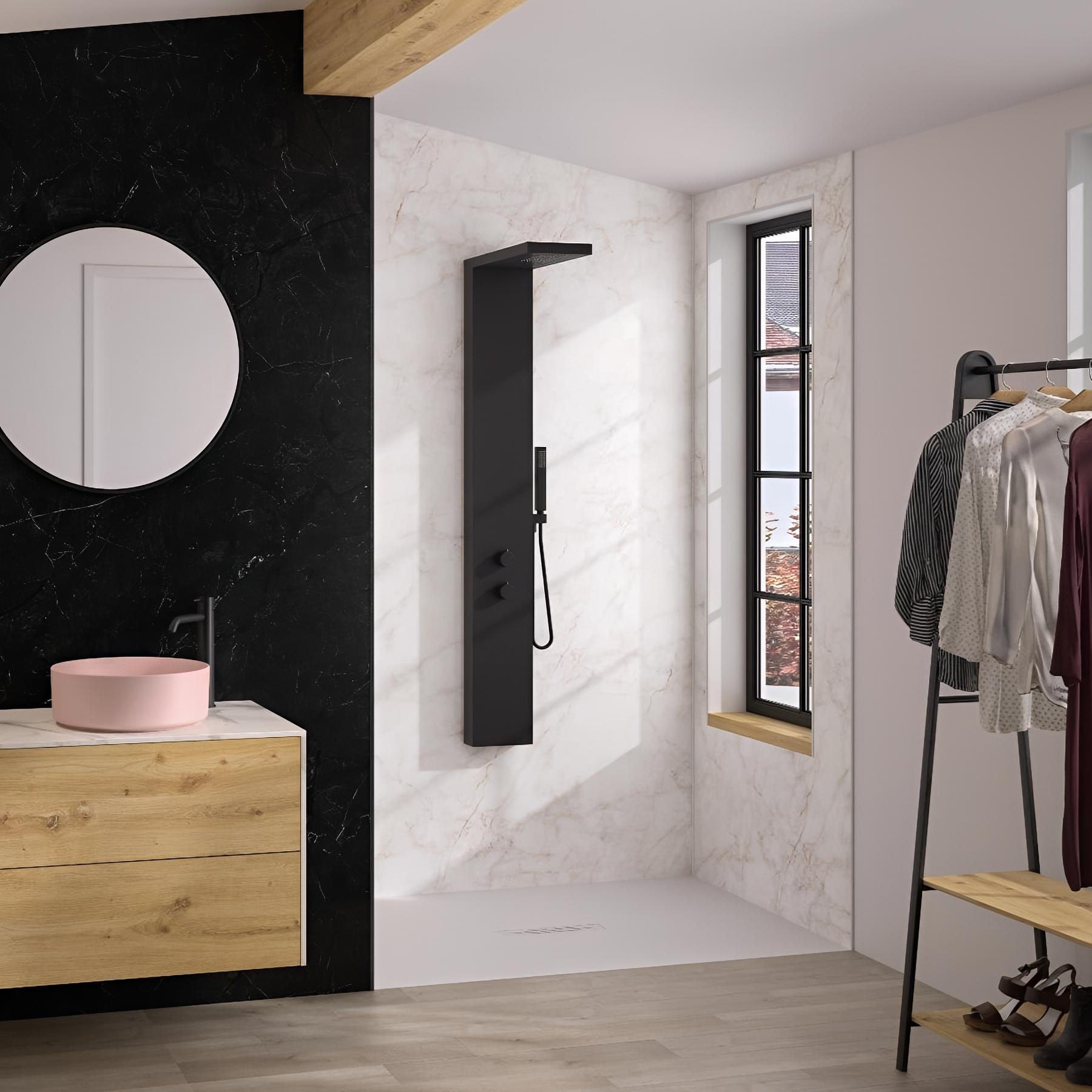 Panneau mural salle de bain Kinedo Kinéwall Design 3 mm 150x250 marbre rose