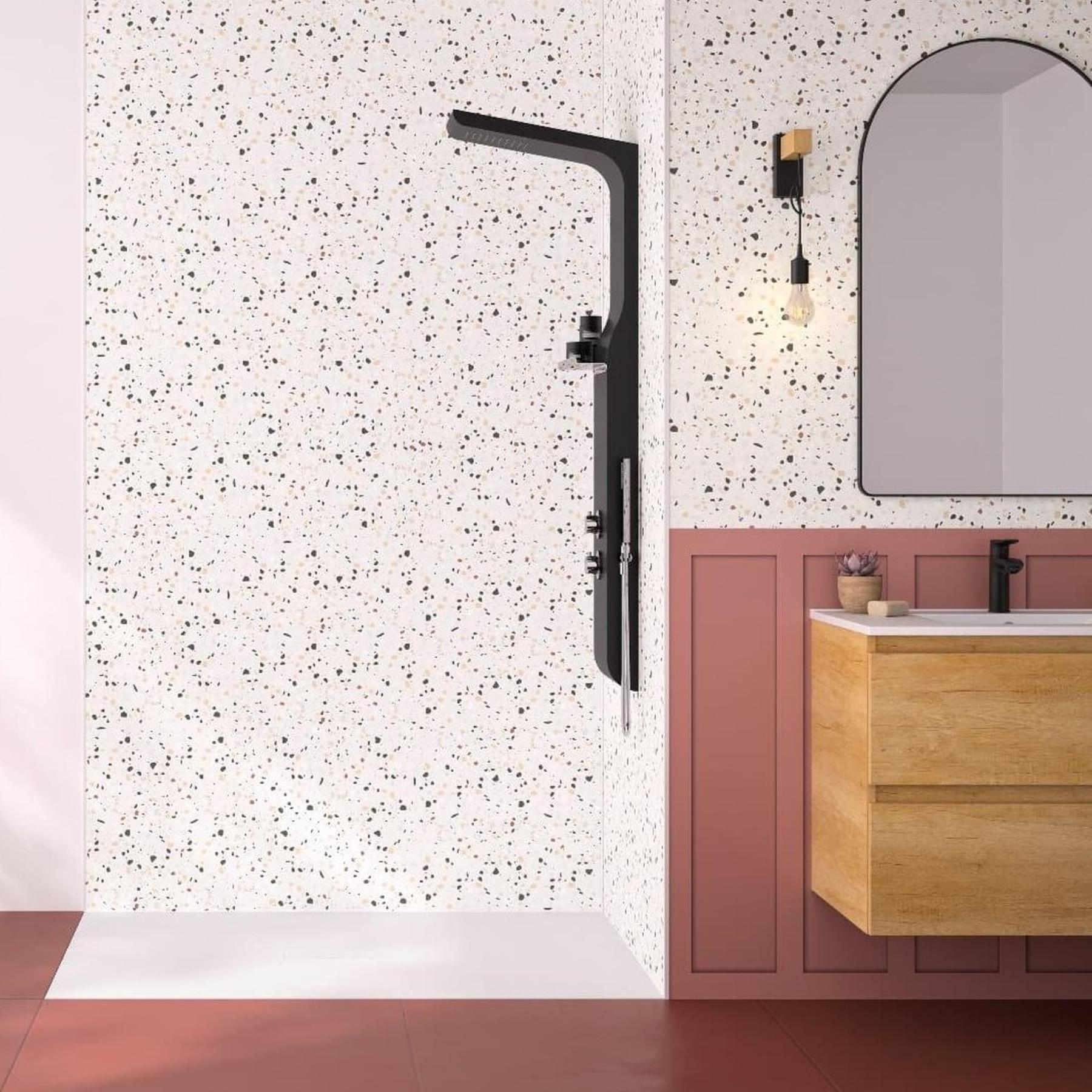 Panneau mural salle de bain Kinedo Kinéwall Design 3 mm 125x250 mixte terracotta+terrazzo terracotta