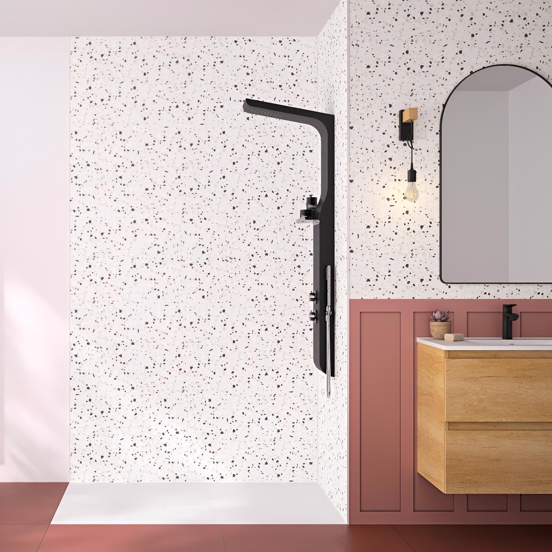 Panneau mural salle de bain hydrofuge multicouche PVC/ALU/PVC KINEDO Kinéwall Design épaisseur 3 mm 125x202 mixte vert + cactus