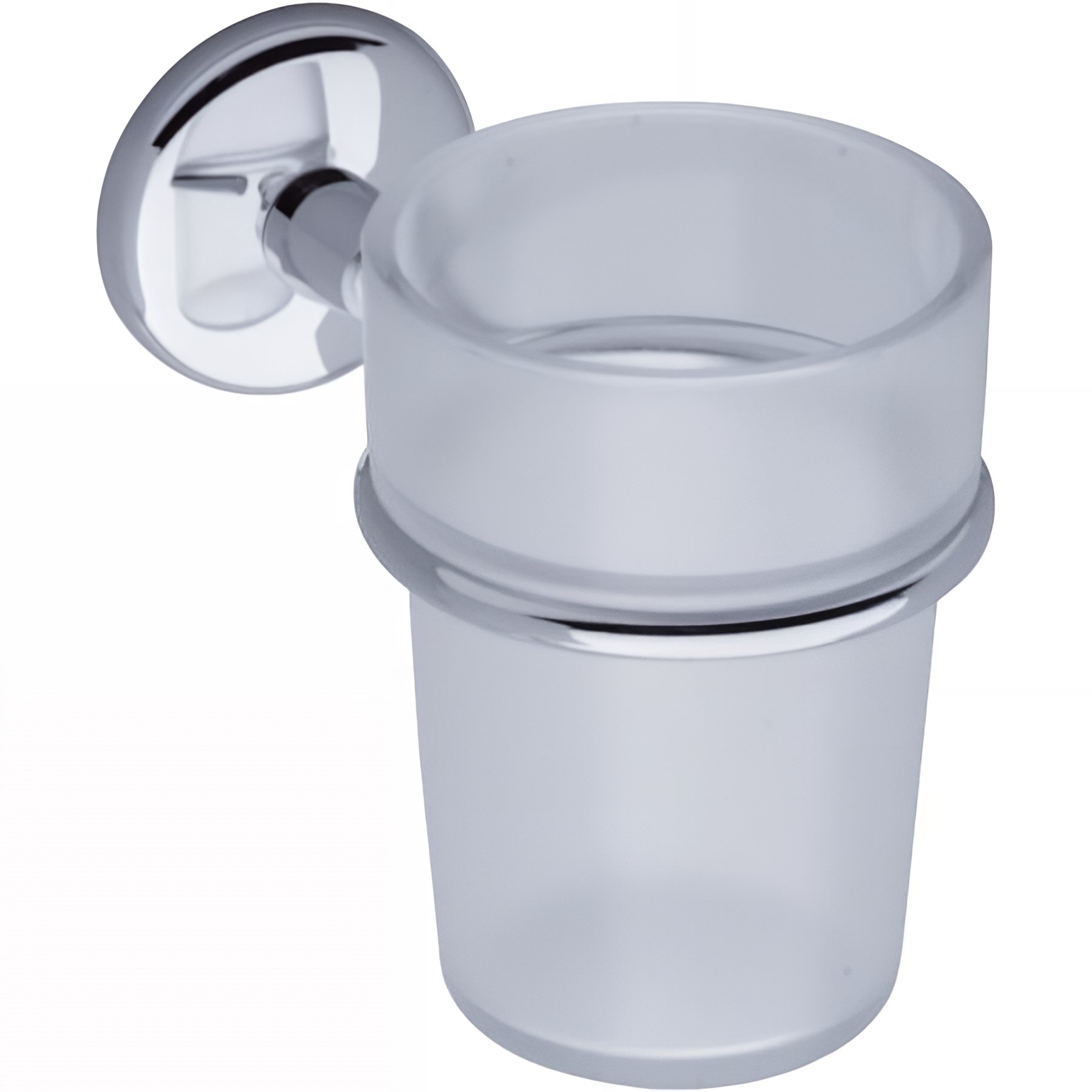 Porte-verre Gamme PRO PELLET avec verre en résine translucide sablée fil laiton chromé Ø 8 mm