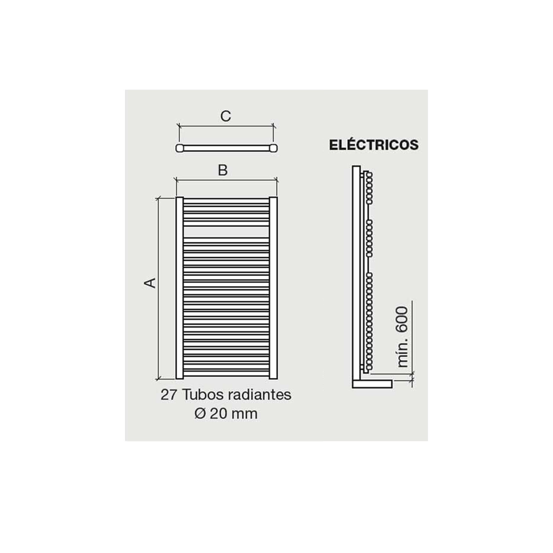 Sèche-serviettes MENORCA 125 électrique avec thermostat blanc 1248 x 500 mm - Réf:24568