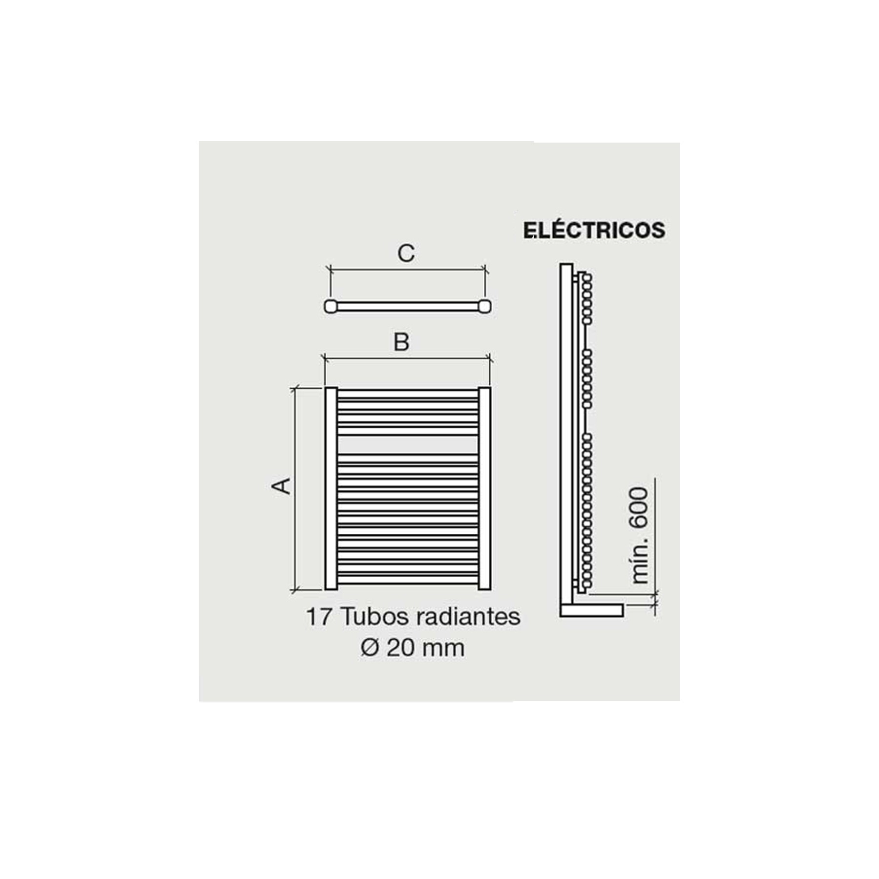 Sèche-serviettes MENORCA 87 électrique avec thermostat blanc 868 x 500 mm - Réf:24567