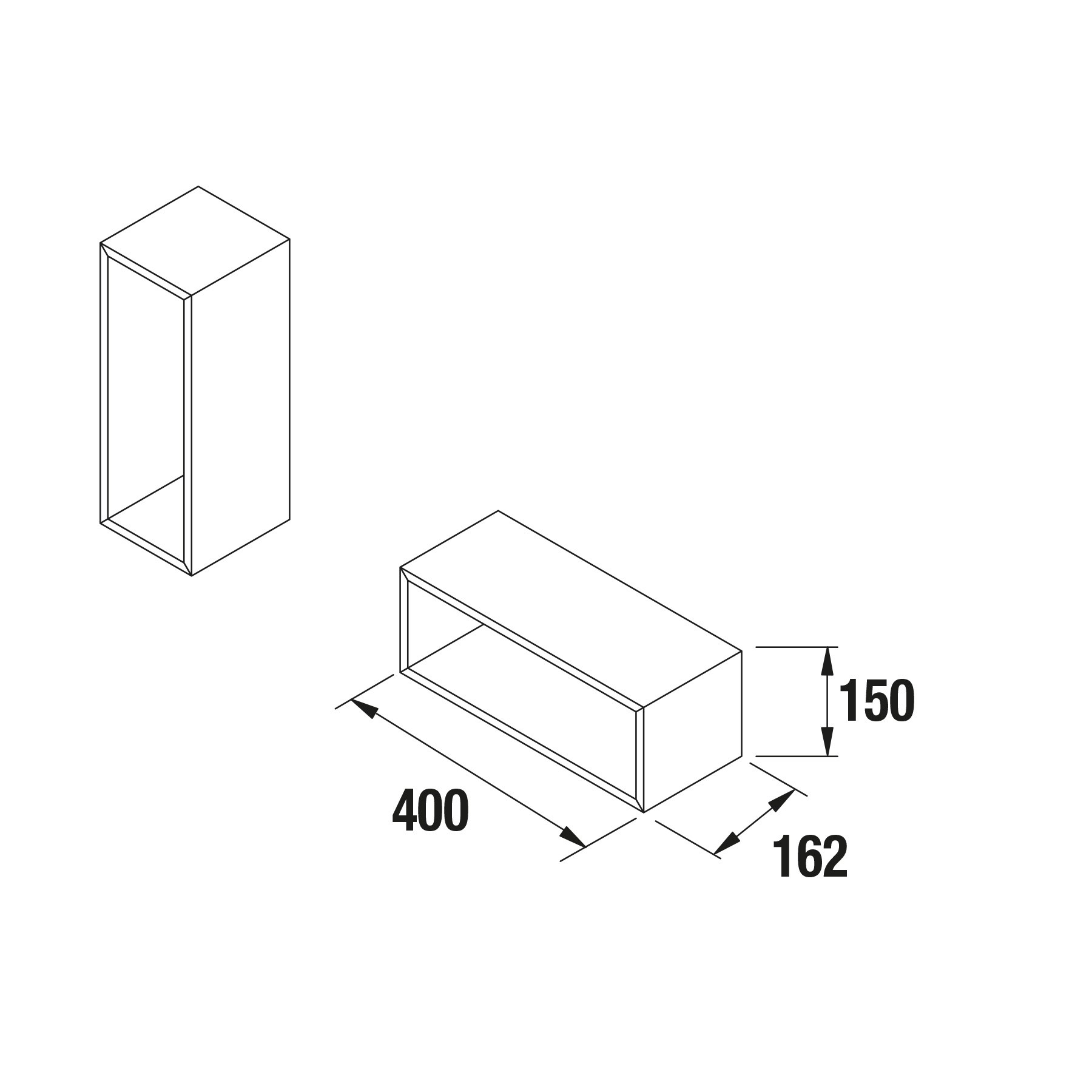 Meuble module salle de bain ALLIANCE 400 horizontal vertical 1 niche TAUPE-TX 400 x 150 x 162 mm - Réf:23658