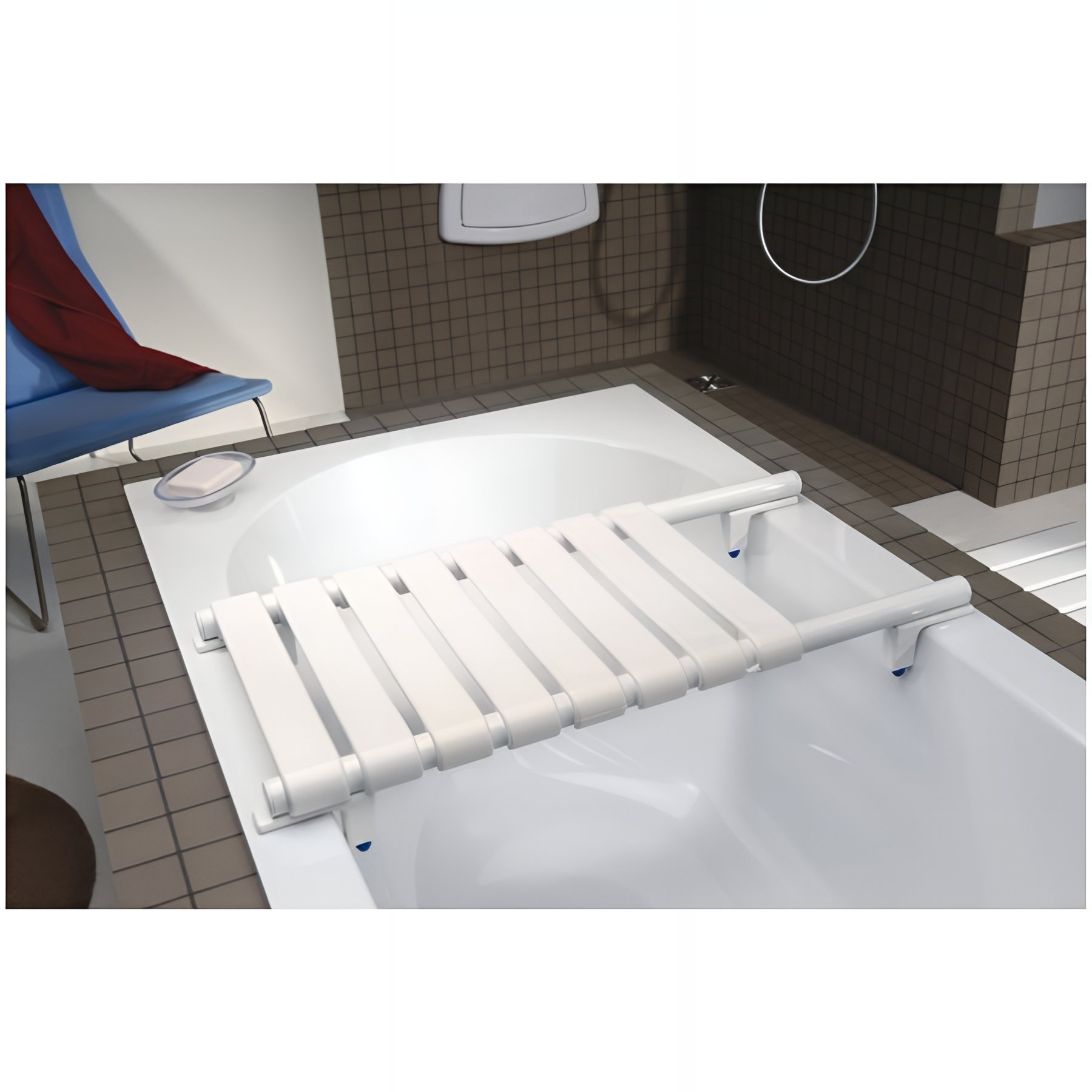 Planche de bain réglable Gamme PRO PELLET blanche tube aluminium Ø 30 mm 8 lattes