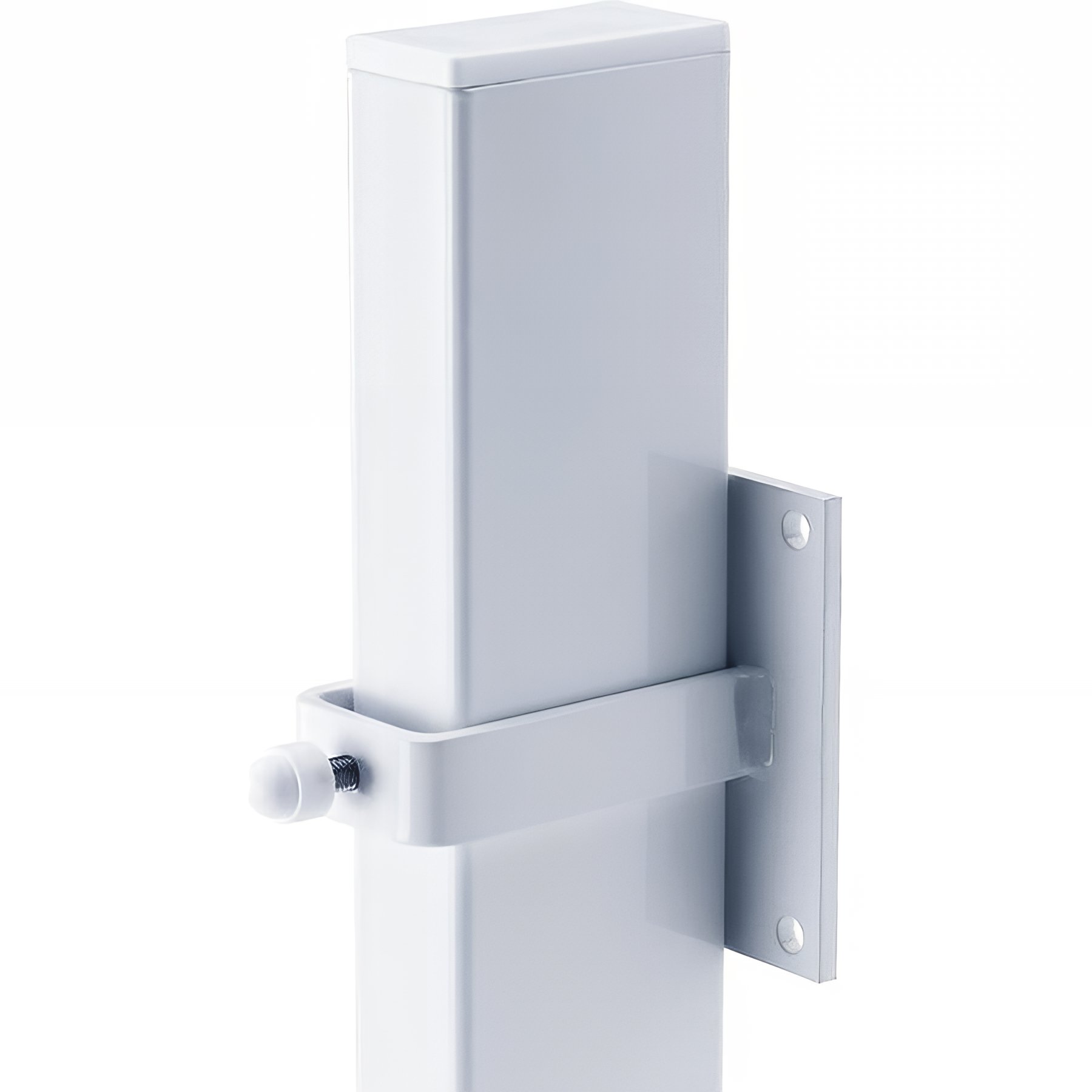 Poteau fixation hors cloison H 970 mm pour barre relevable tube acier blanc