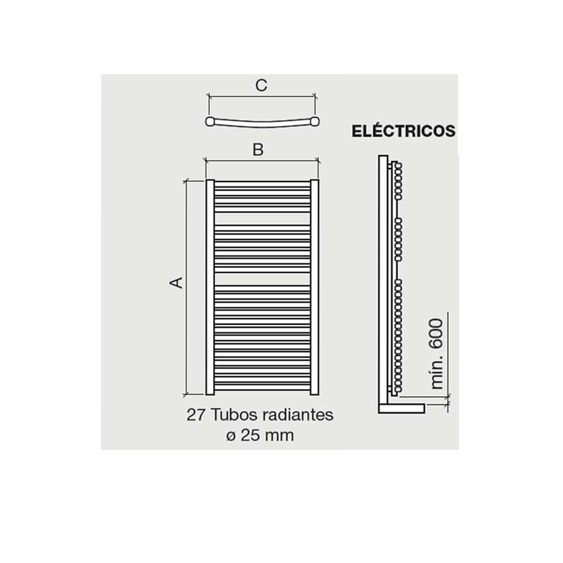 Sèche-serviettes REQUENA 125 électrique avec thermostat blanc 1248 x 500 mm - Réf:24565