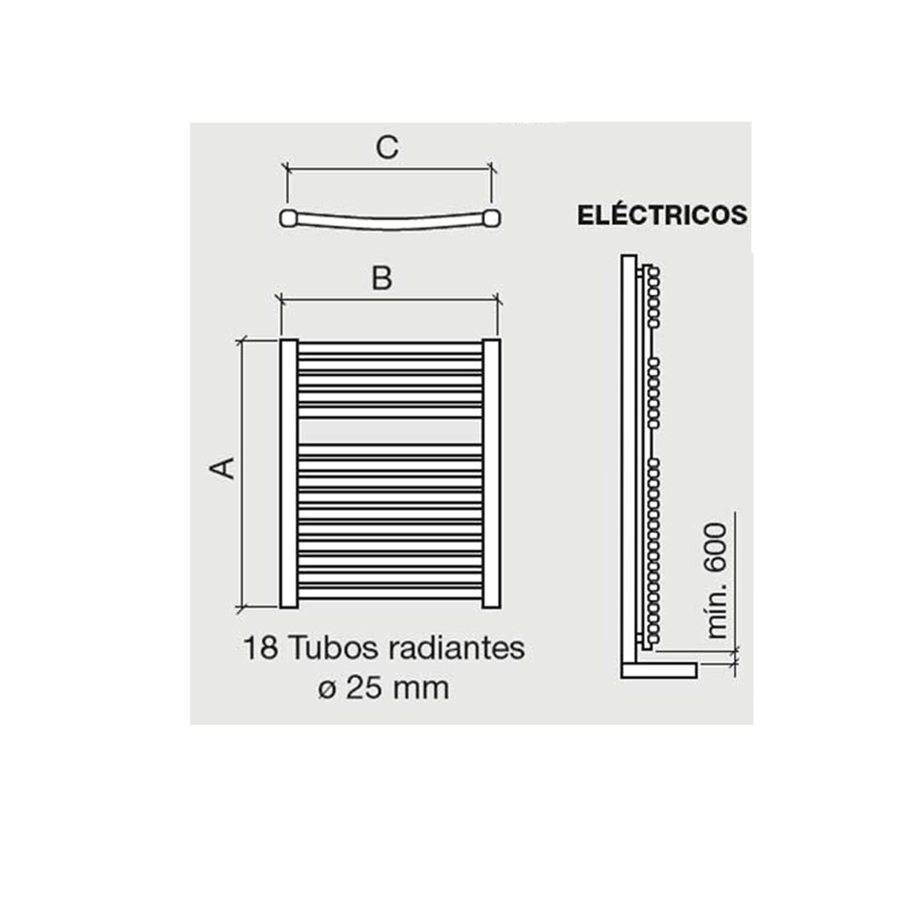 Sèche-serviettes REQUENA 87 électrique avec thermostat blanc 868 x 500 mm - Réf:24563