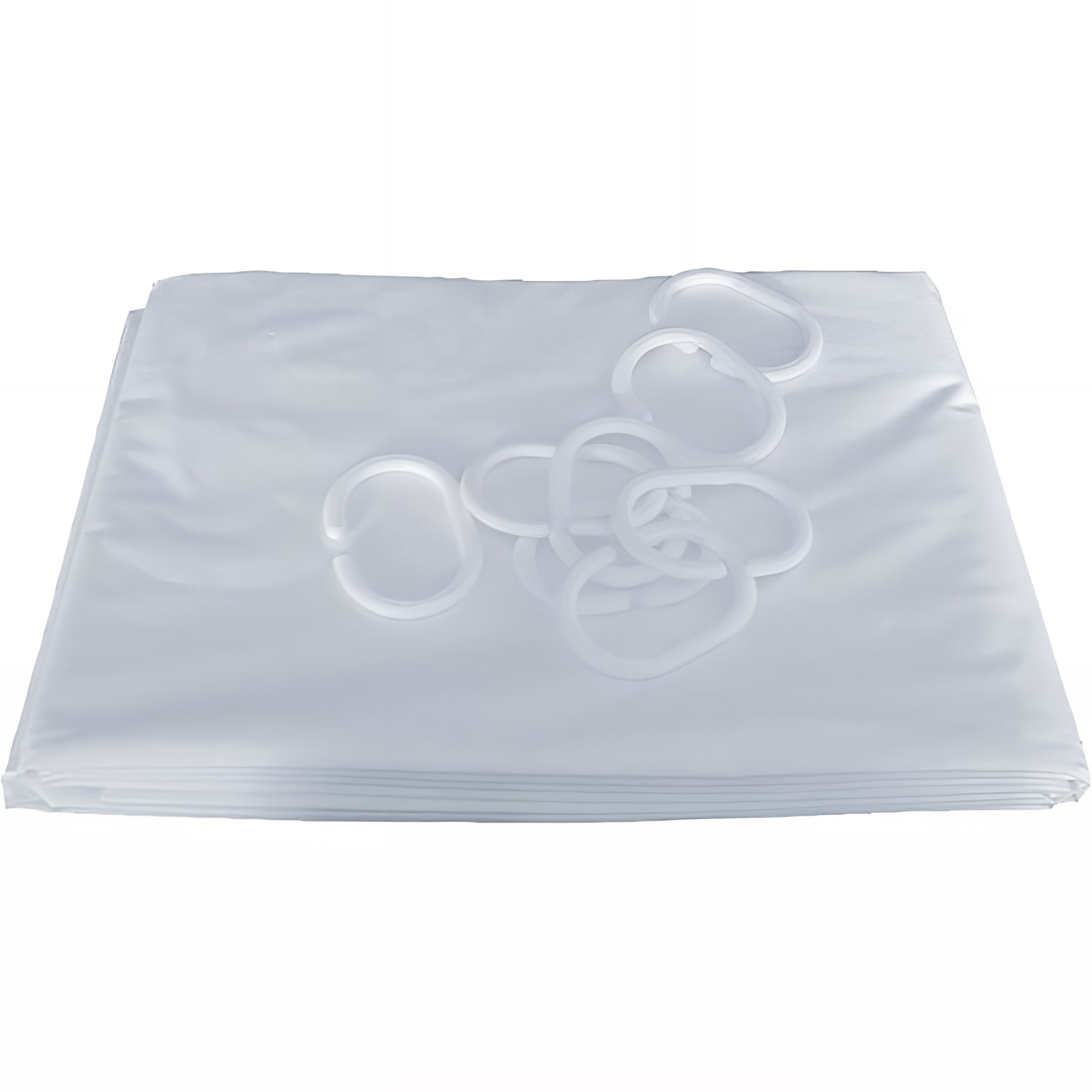 Rideau de douche Gamme PRO PELLET hauteur 1,80m largeur 1,20m 8 anneaux blanc polyester blanc fil plombé