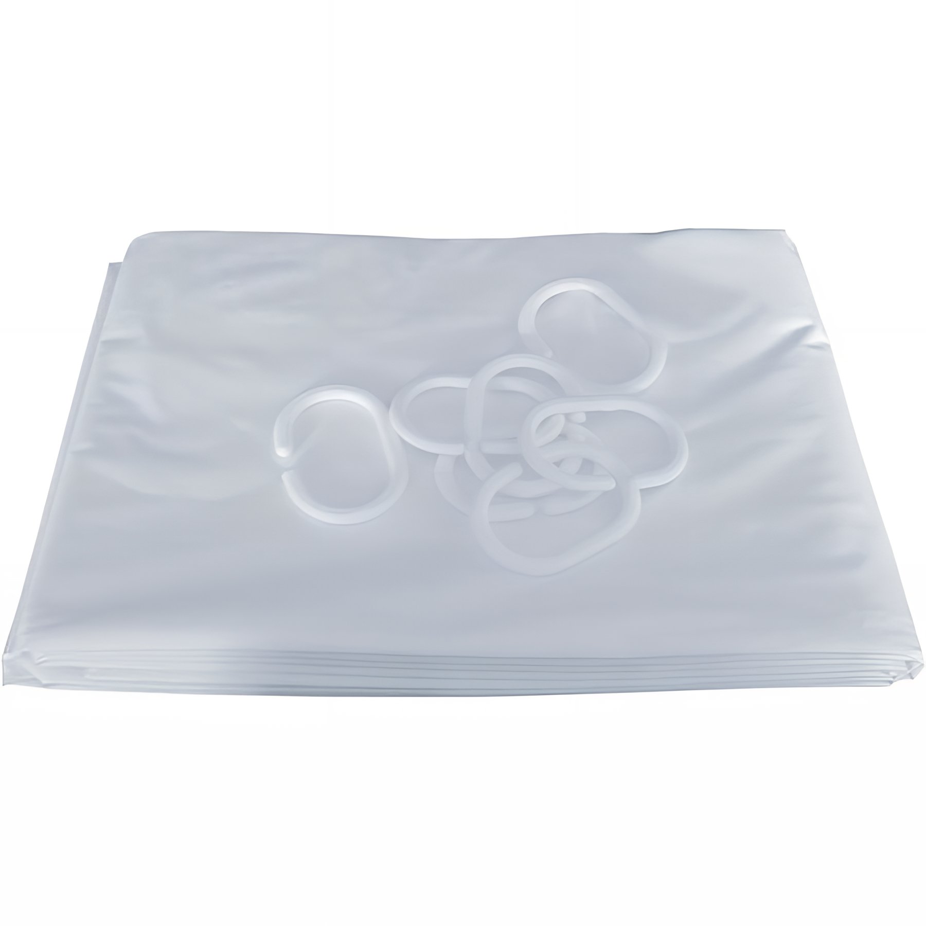 Rideau de douche Gamme PRO PELLET hauteur 1,80m largeur 1,20m 7 anneaux plastique blanc PVC blanc plombé