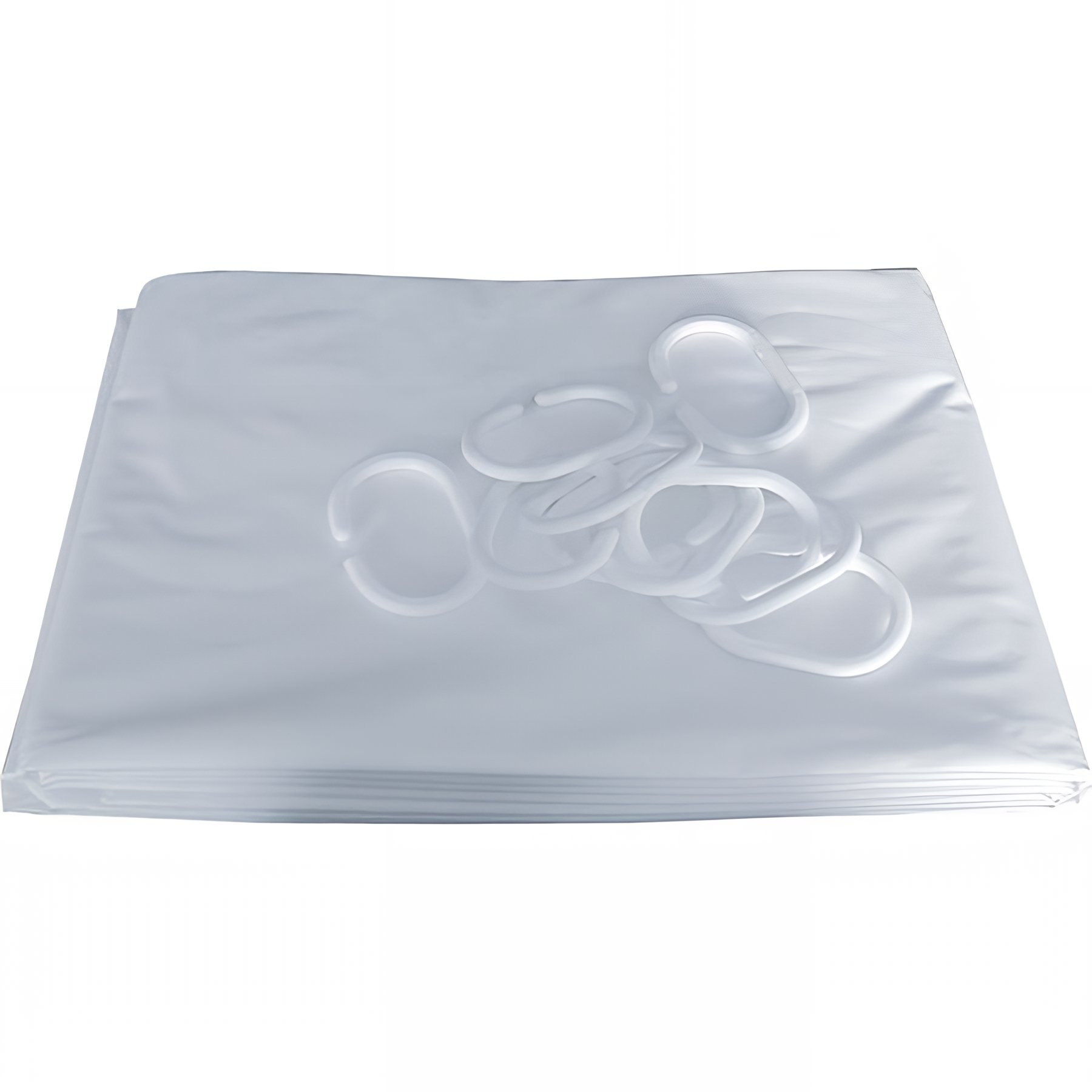 Rideau de douche Gamme PRO PELLET hauteur 1,80m largeur 2,00m 10 anneaux plastique blanc PVC blanc plombé