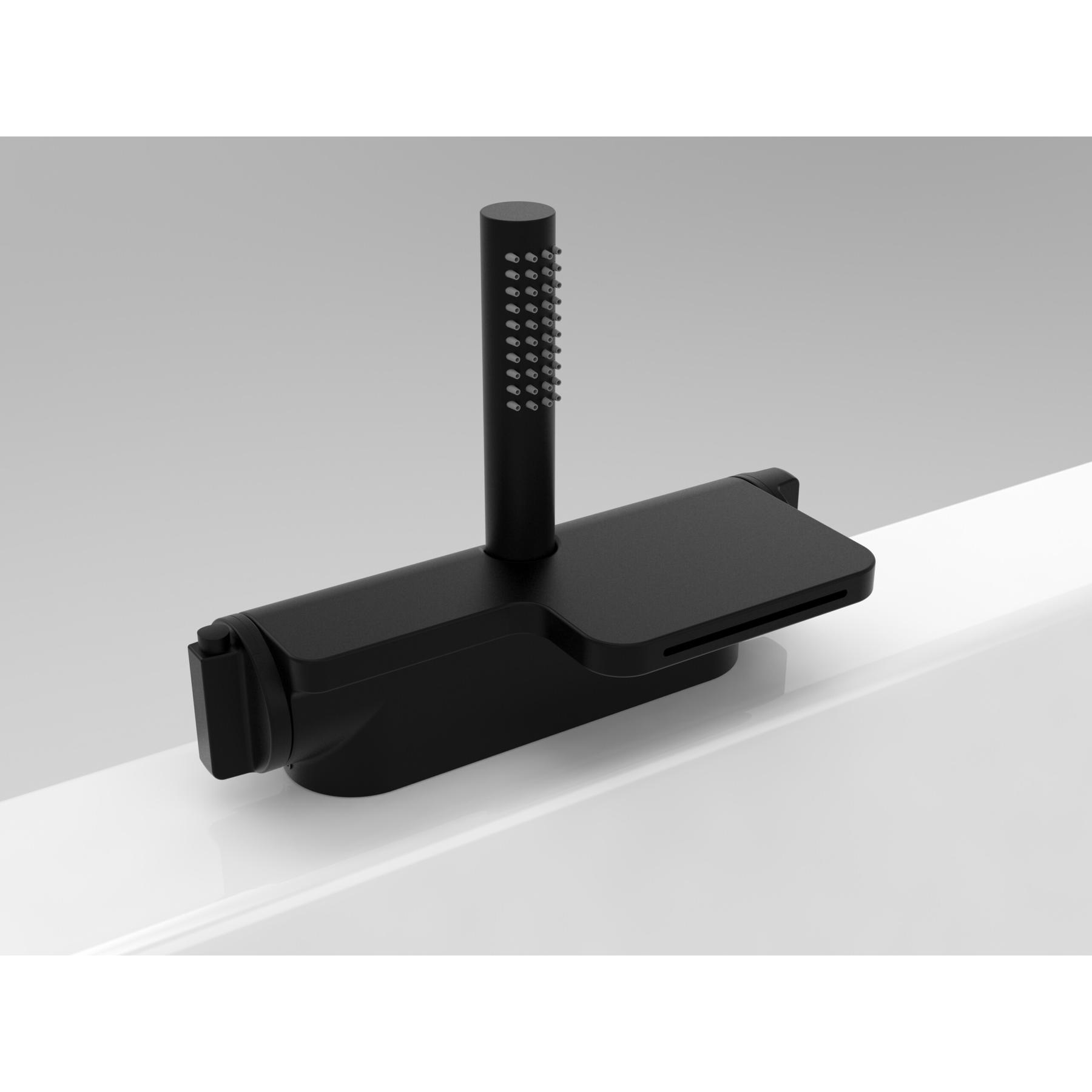 Robinetterie thermostatique KAPPA noir mat cascade de remplissage intégrée pour baignoire KINEDO 