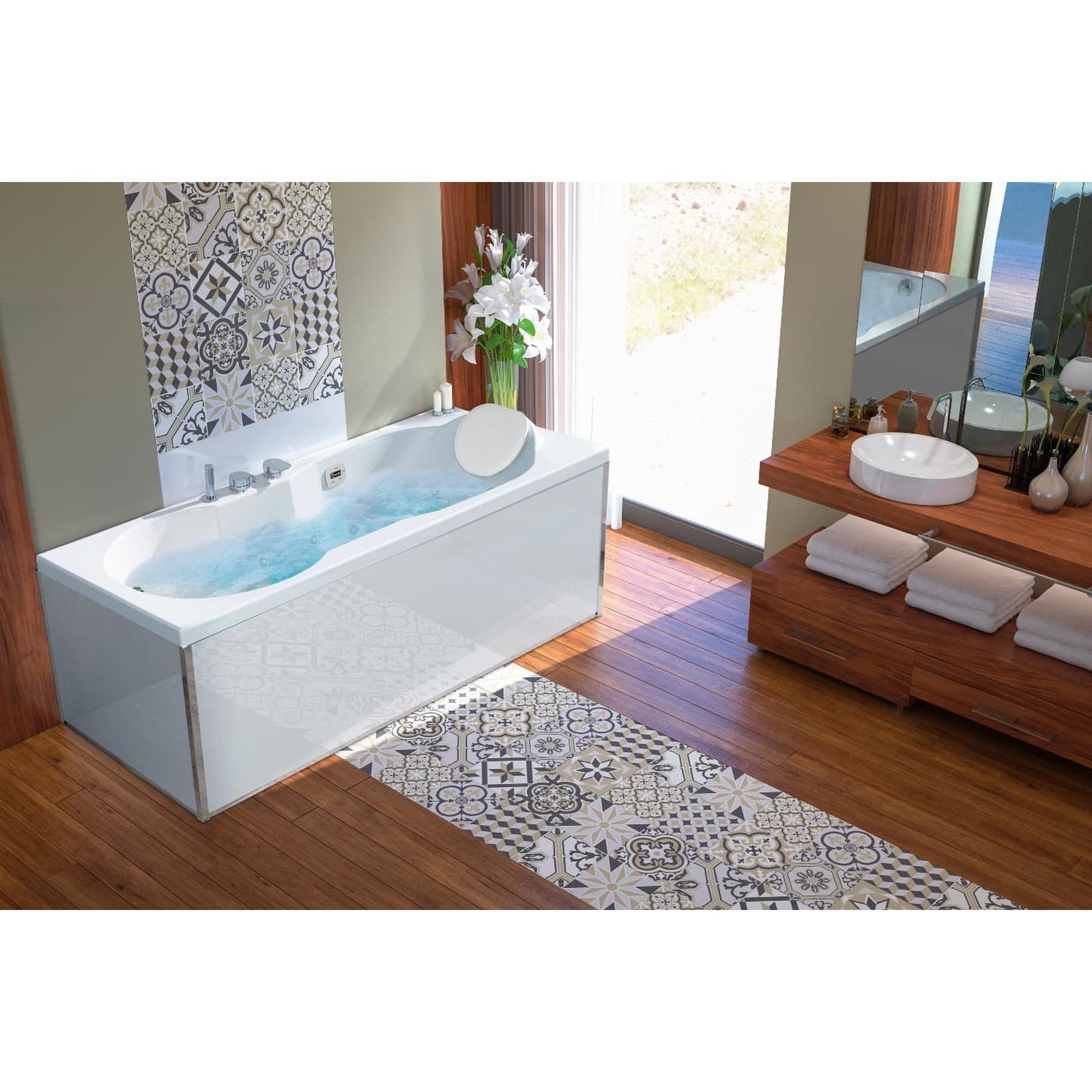 Tablier de baignoire en verre blanc 170 compatible avec toutes les baignoires KINEDO rectangulaires sauf modèles STAR et SAMBA 