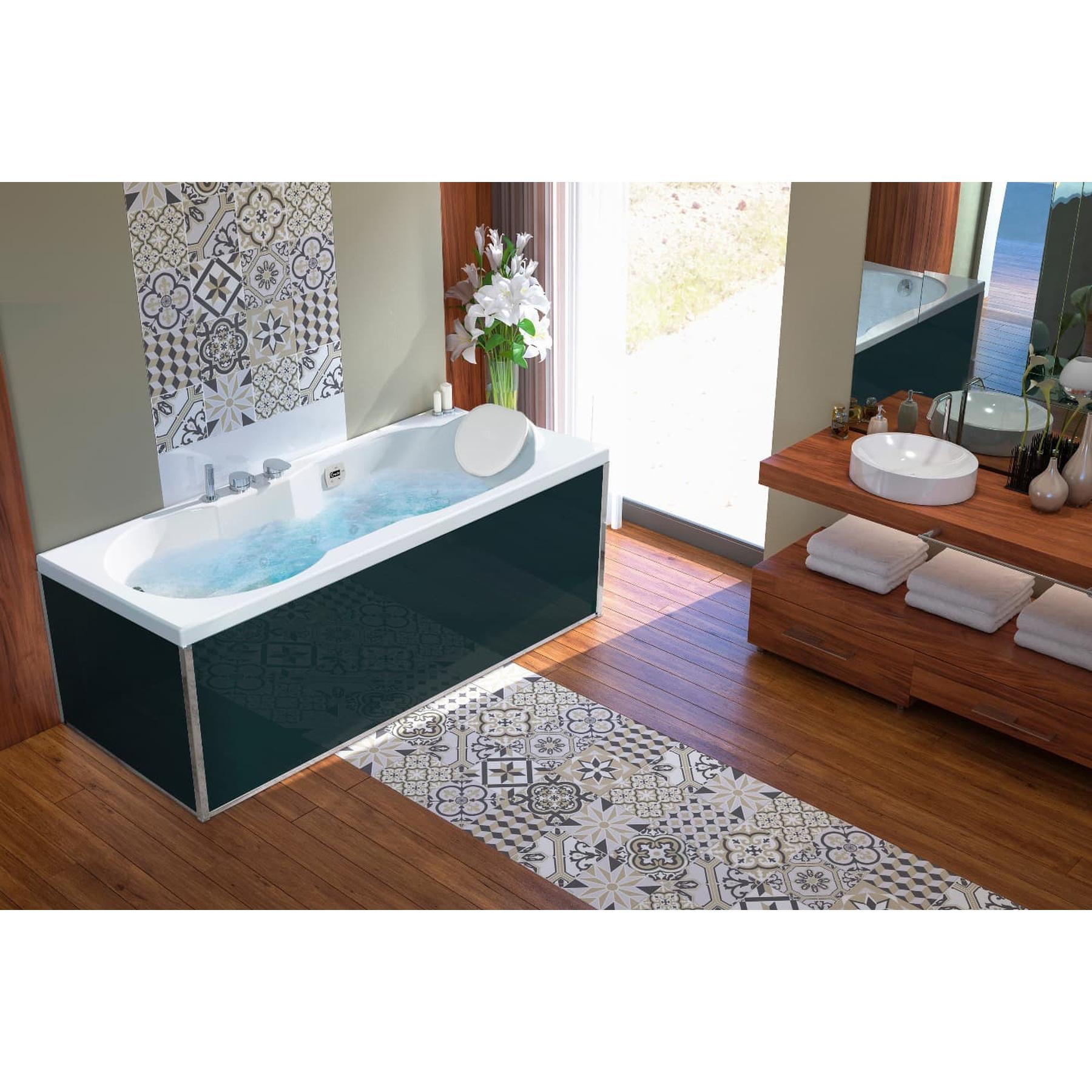 Tablier de baignoire en verre noir 180 compatible avec toutes les baignoires KINEDO rectangulaires sauf modèles STAR et SAMBA
