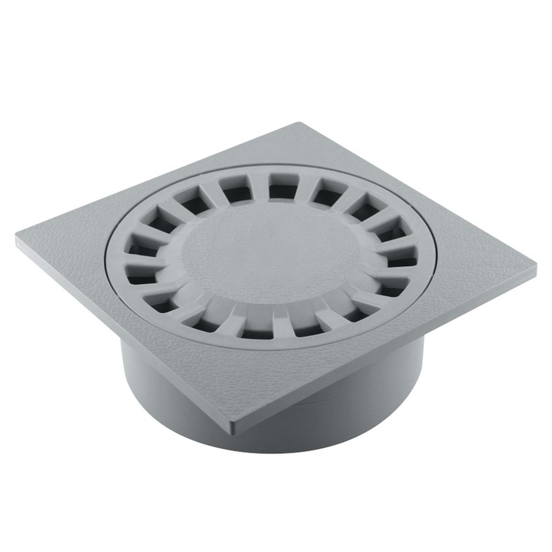 Siphon de cour PVC Gamme PRO 200x200mm sortie intégrée Ø63/80/100 gris