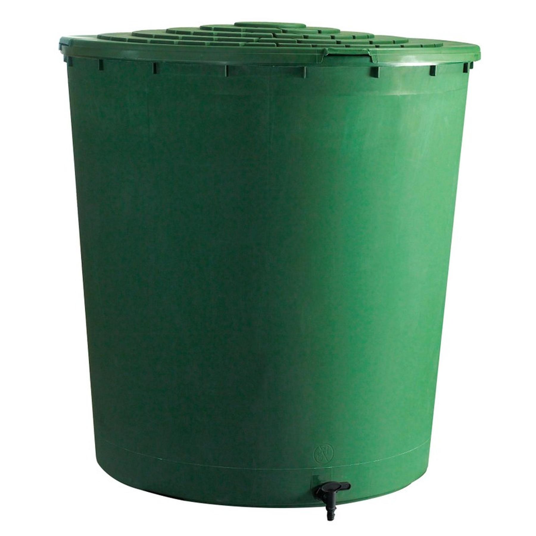 Cuve de récupération d'eau de pluie professionnelle cylindrique 350L verte