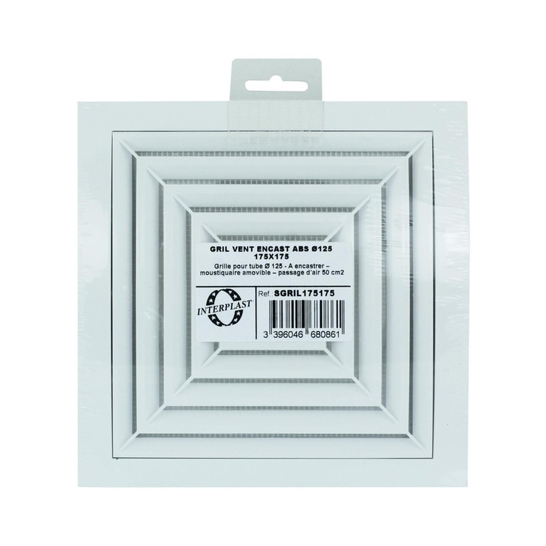 Grille de ventilation mixte 175x175mm Ø125