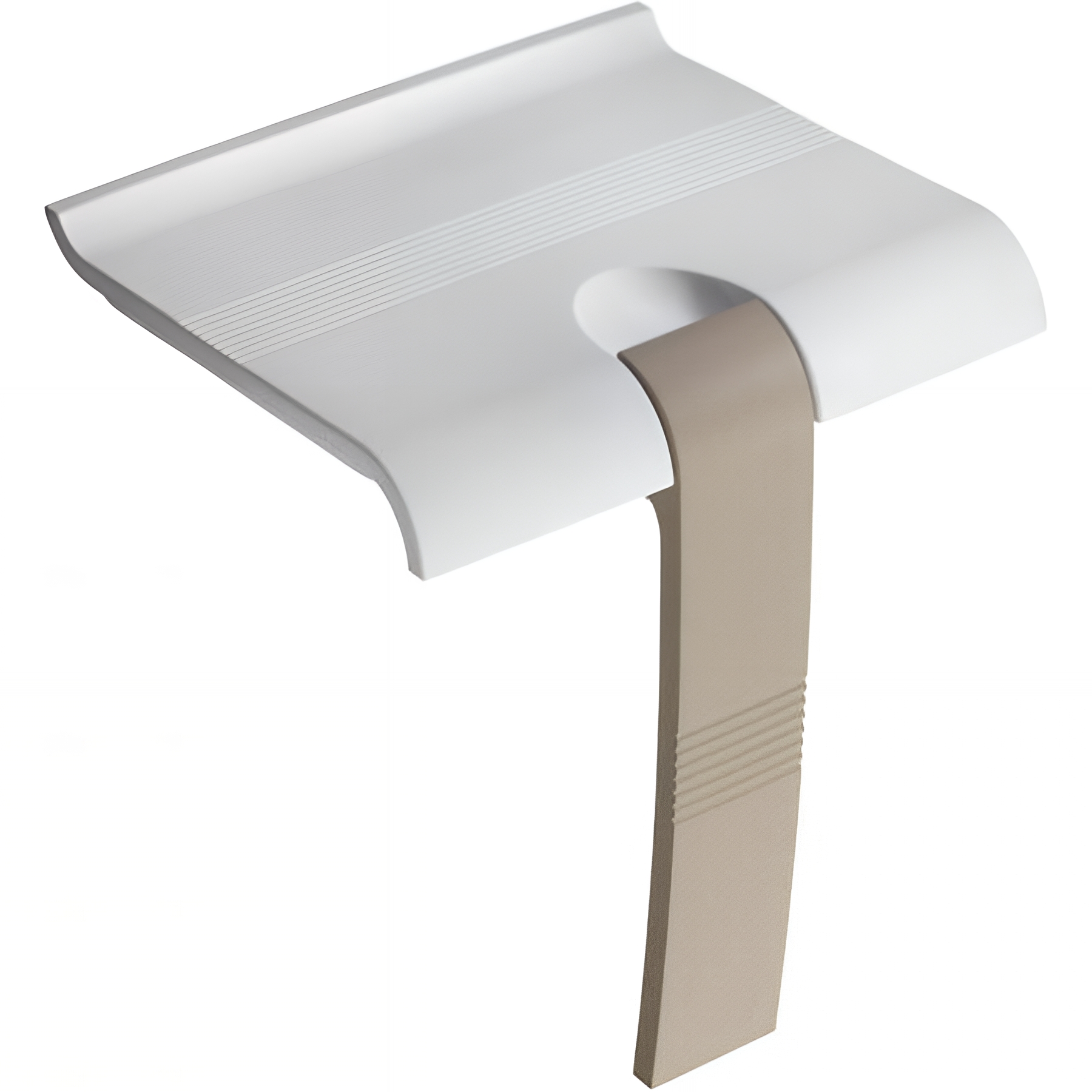 Siège de douche PMR normes handicapé Gamme PRO PELLET escamotable 442X450X500 pied alu Quartz assise blanche