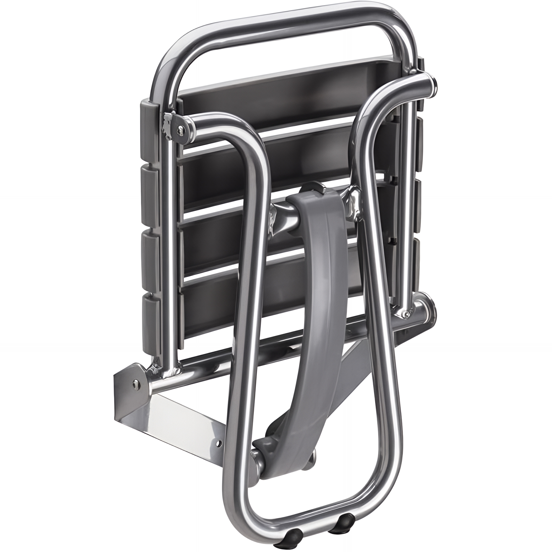 Siège de douche PMR normes handicapé Gamme PRO PELLET 4 lattes grise avec béquille gris chrome H longueur 50cm alu Ø 25mm