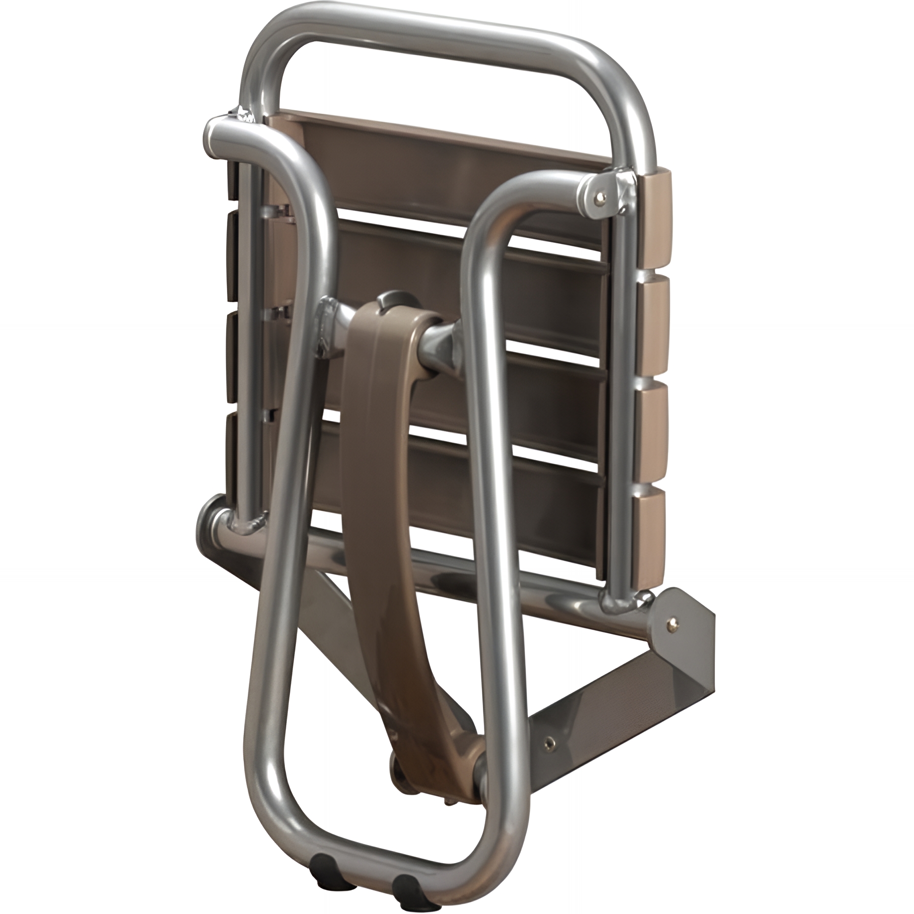 Siège de douche PMR normes handicapé Gamme PRO PELLET 4 lattes taupe avec béquille gris chrome H longueur 50cm alu Ø 25mm