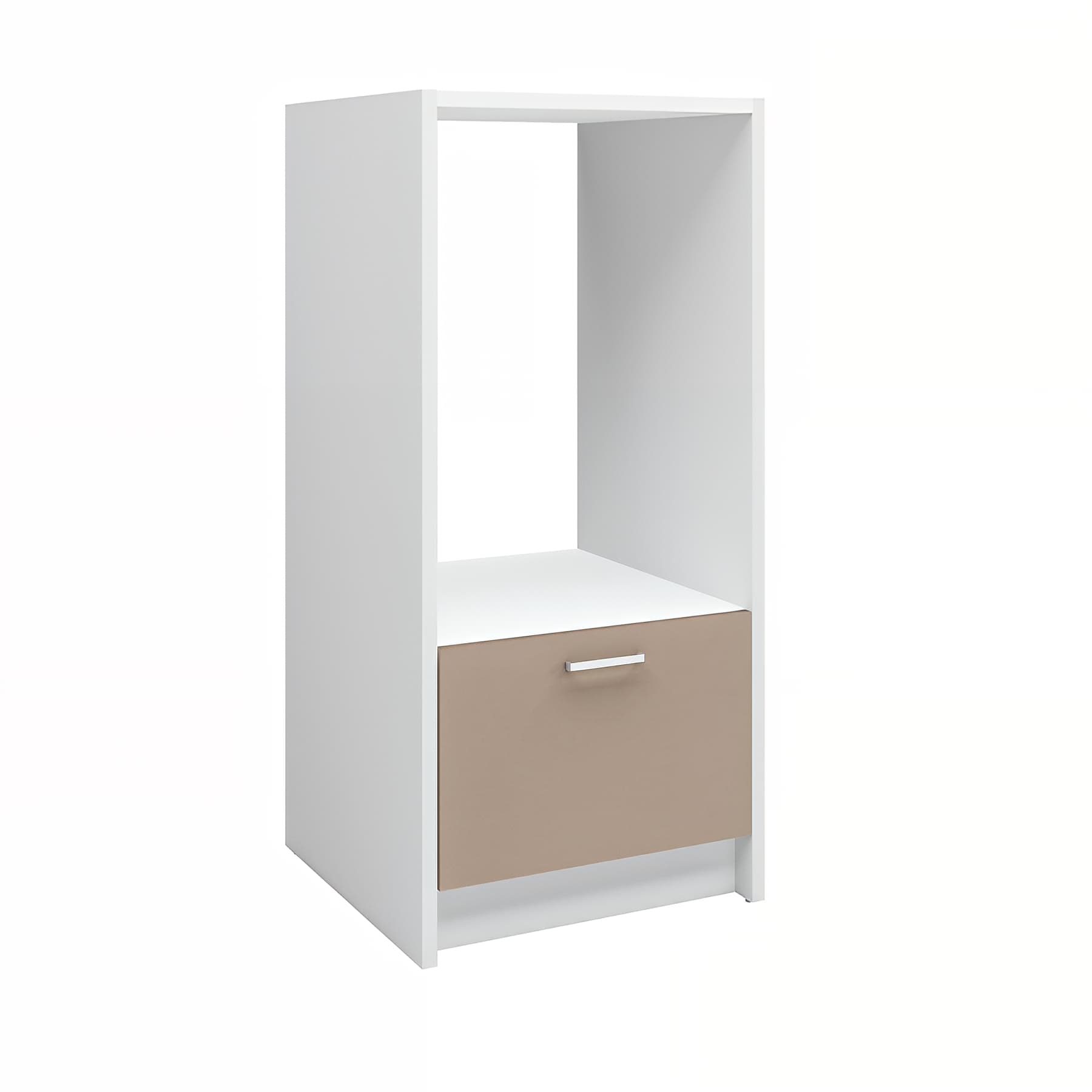 Meuble bas sous évier réversible MODERNA ONELIA 62x60 hauteur 1,33m couleur de façade ARGILE 1 caisson frigo 1 tiroir