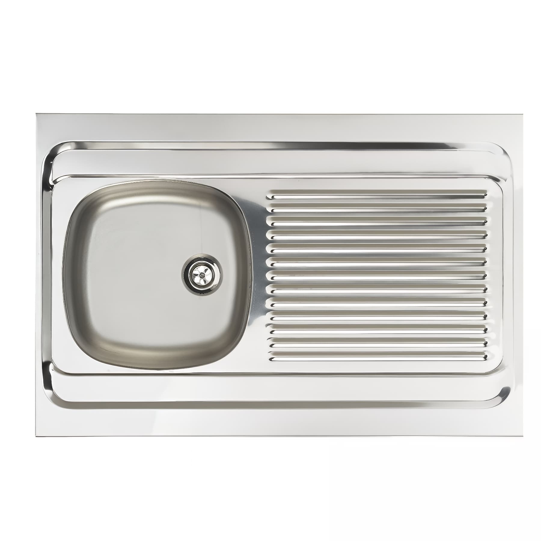 Evier à poser réversible inox lisse MODERNA LAVELLI 1 bac 1 égouttoir 90x60 épaisseur 30mm résistant à la corrosion nettoyage facile