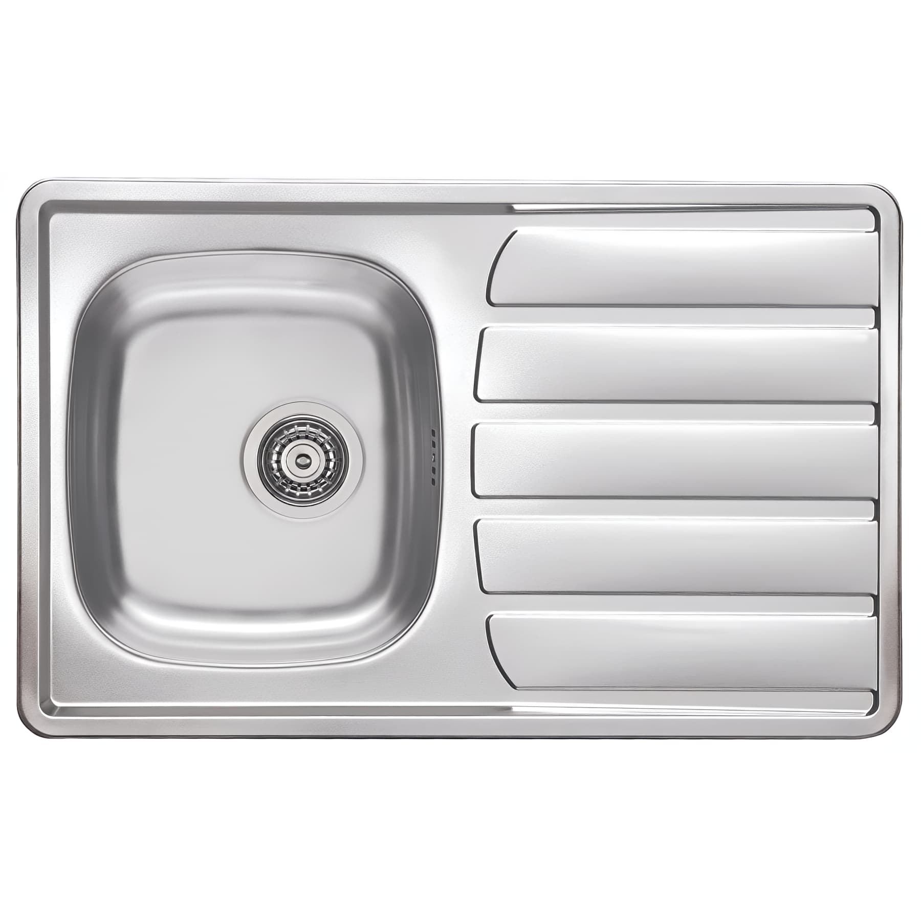 Evier à encastrer réversible inox toilé MODERNA ZOOM 1 bac 1 égouttoir 79x50 hauteur 16 cm livré avec son vidage