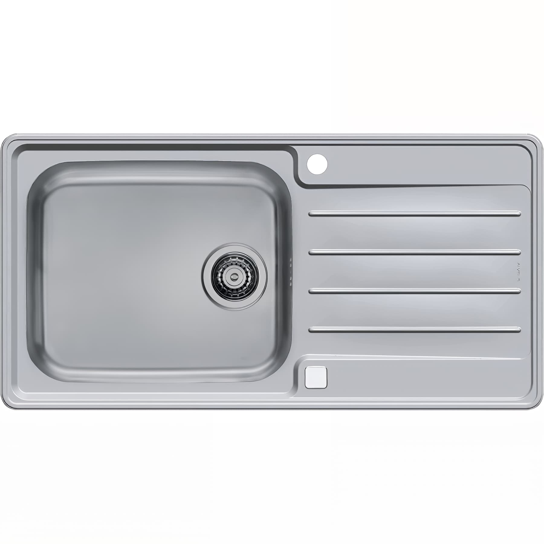 Evier à encastrer réversible MODERNA LINE 98x50 hauteur 20cm inox toilé 1 grande cuve 1 égouttoir livré avec son vidage automatique complet