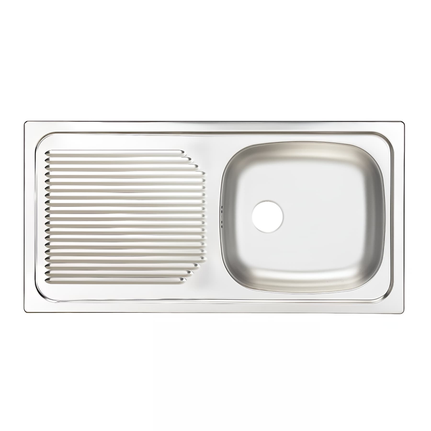 Evier à encastrer réversible MODERNA ECO inox toilé 1 bac 1 égouttoir 86x50 hauteur 16cm livré avec son vidage manuel