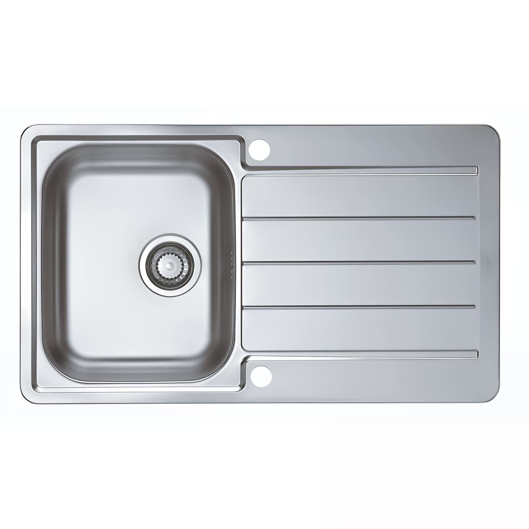 Evier à encastrer réversible inox toilé 18/10 MODERNA LINE 1 bac 1 égouttoir 86x50 hauteur 16cm livré avec son vidage complet