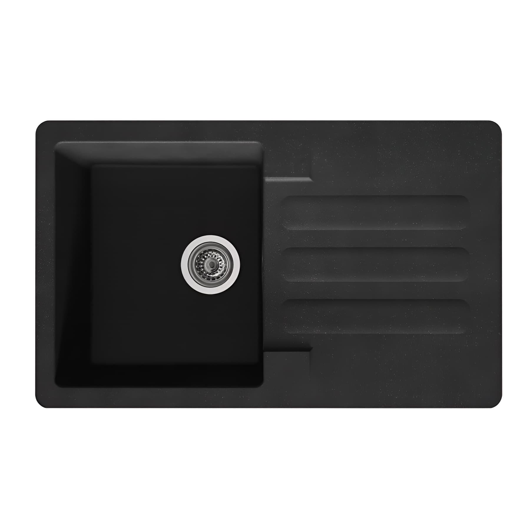 Evier à encastrer réversible en résine composite fibrée MODERNA VOGUA 81x50 hauteur 21cm noir pailleté teinté dans la masse 1 bac 1 égouttoir