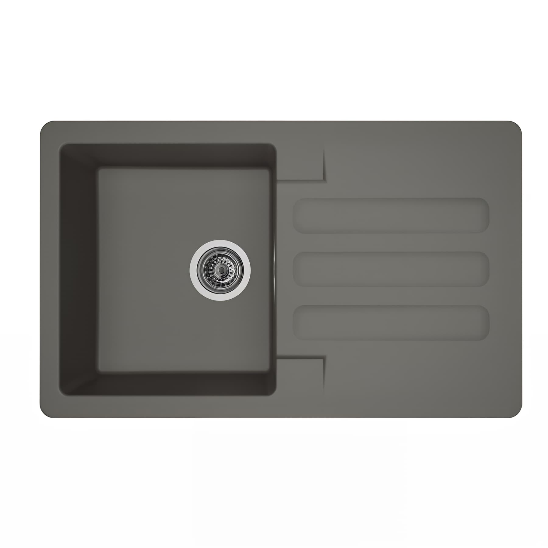 Evier à encastrer réversible en résine composite fibrée MODERNA VOGUA 81x50 hauteur 21cm gris béton teinté dans la masse 1 bac 1 égouttoir