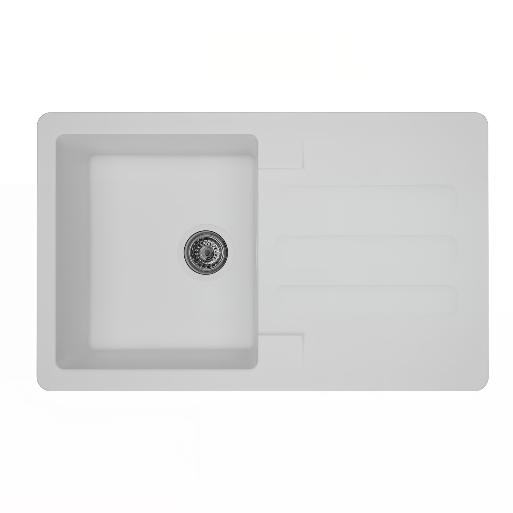 Evier à encastrer réversible en résine composite fibrée MODERNA VOGUA 81x50 hauteur 21cm blanc uni teinté dans la masse 1 bac 1 égouttoir