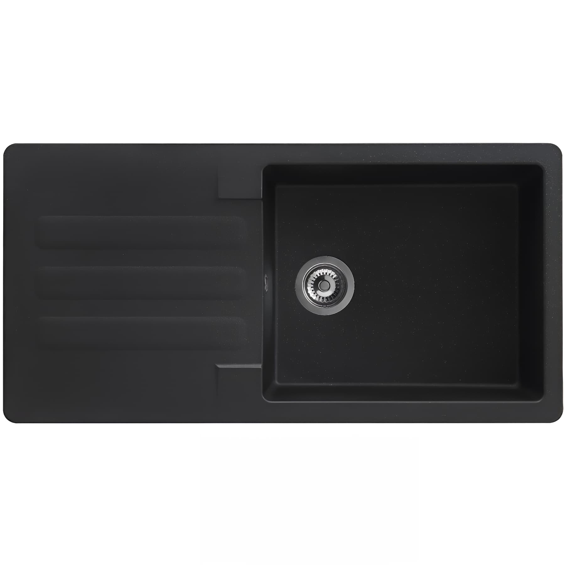 Evier à encastrer réversible en résine composite fibrée MODERNA VOGUA 100x50 hauteur 21cm noir pailleté teinté dans la masse 1 grand bac 1 égouttoir