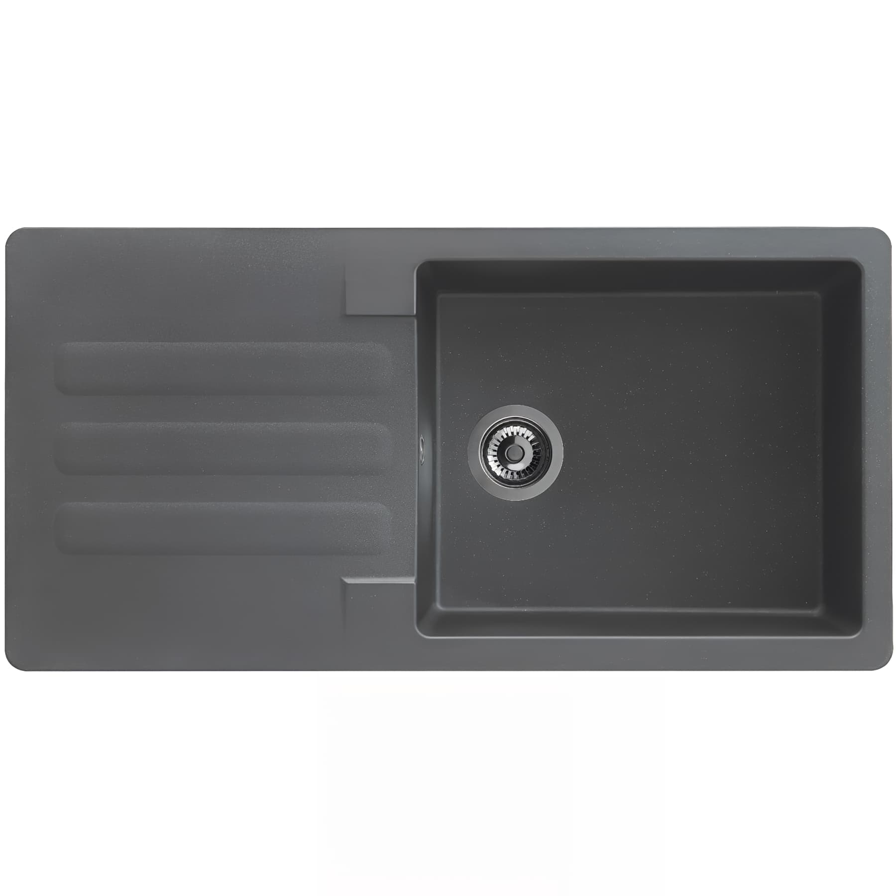 Evier à encastrer réversible en résine composite fibrée MODERNA VOGUA 100x50 hauteur 21cm gris béton teinté dans la masse 1 grand bac 1 égouttoir