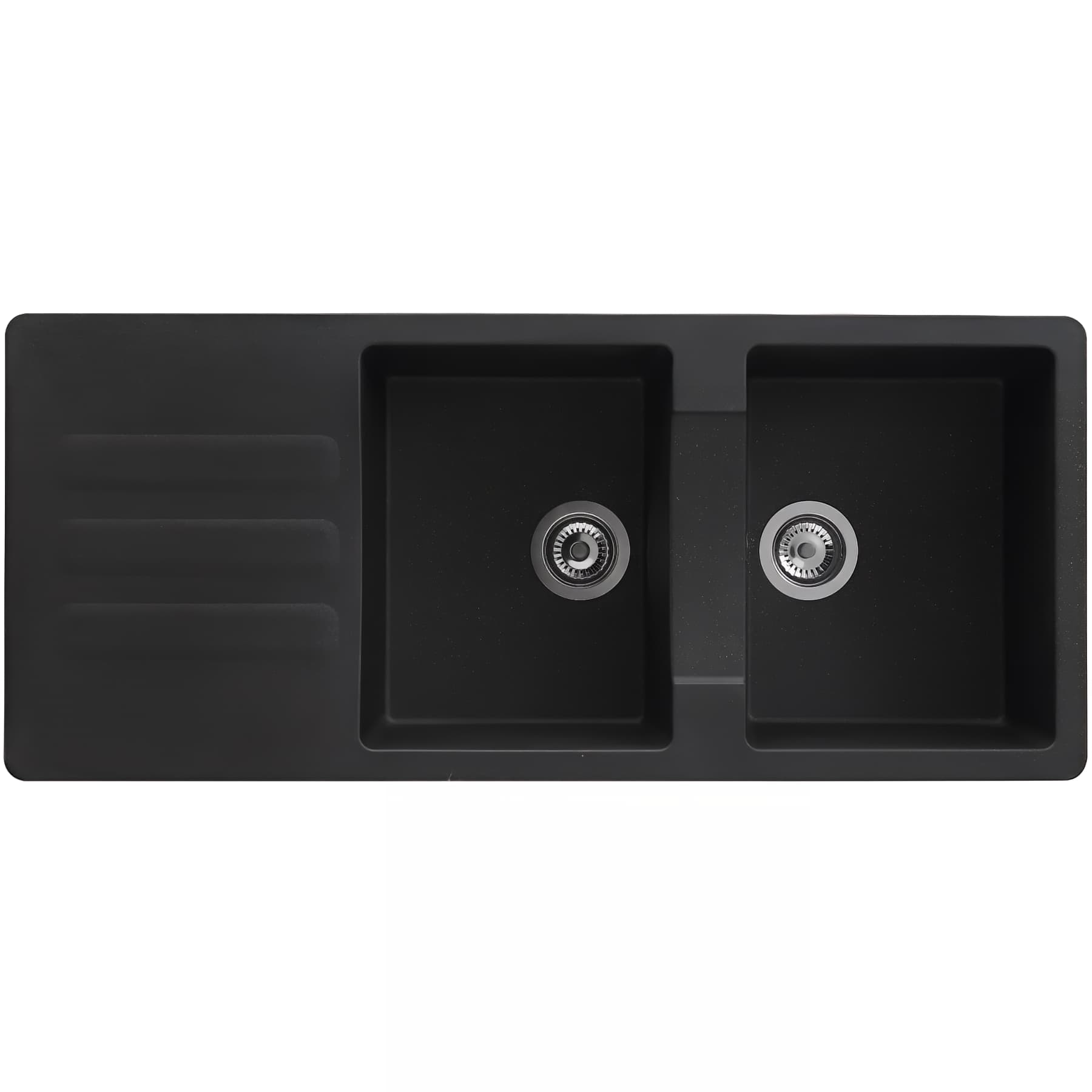 Evier à encastrer réversible en résine composite fibrée MODERNA VOGUA 116x50 hauteur 21cm noir pailleté teinté dans la masse 2 cuves 1 égouttoir