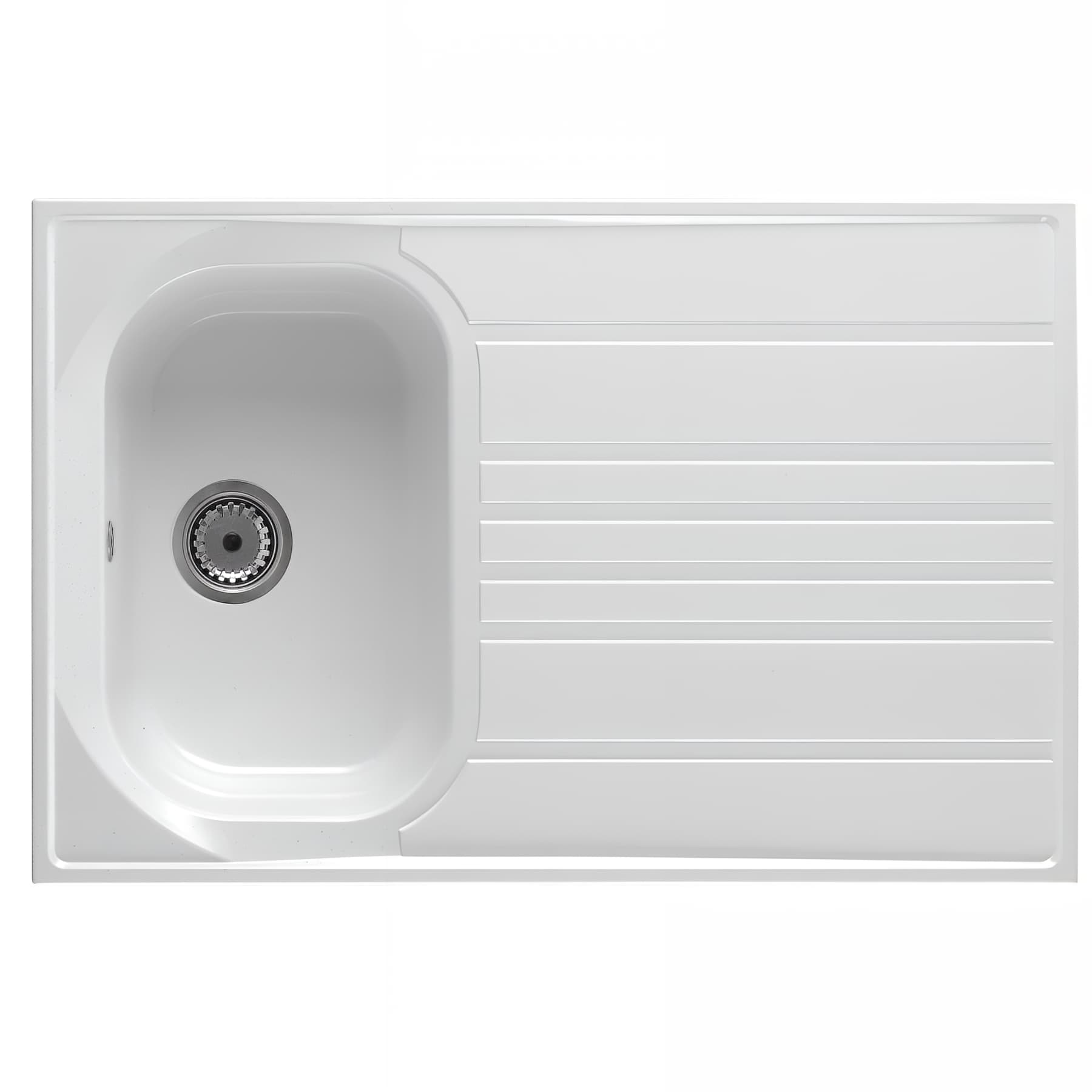 Evier à poser réversible en résine composite fibrée MODERNA QUEBEC blanc uni teinté dans la masse 1 bac 1 égouttoir 90x60 épaisseur 33mm