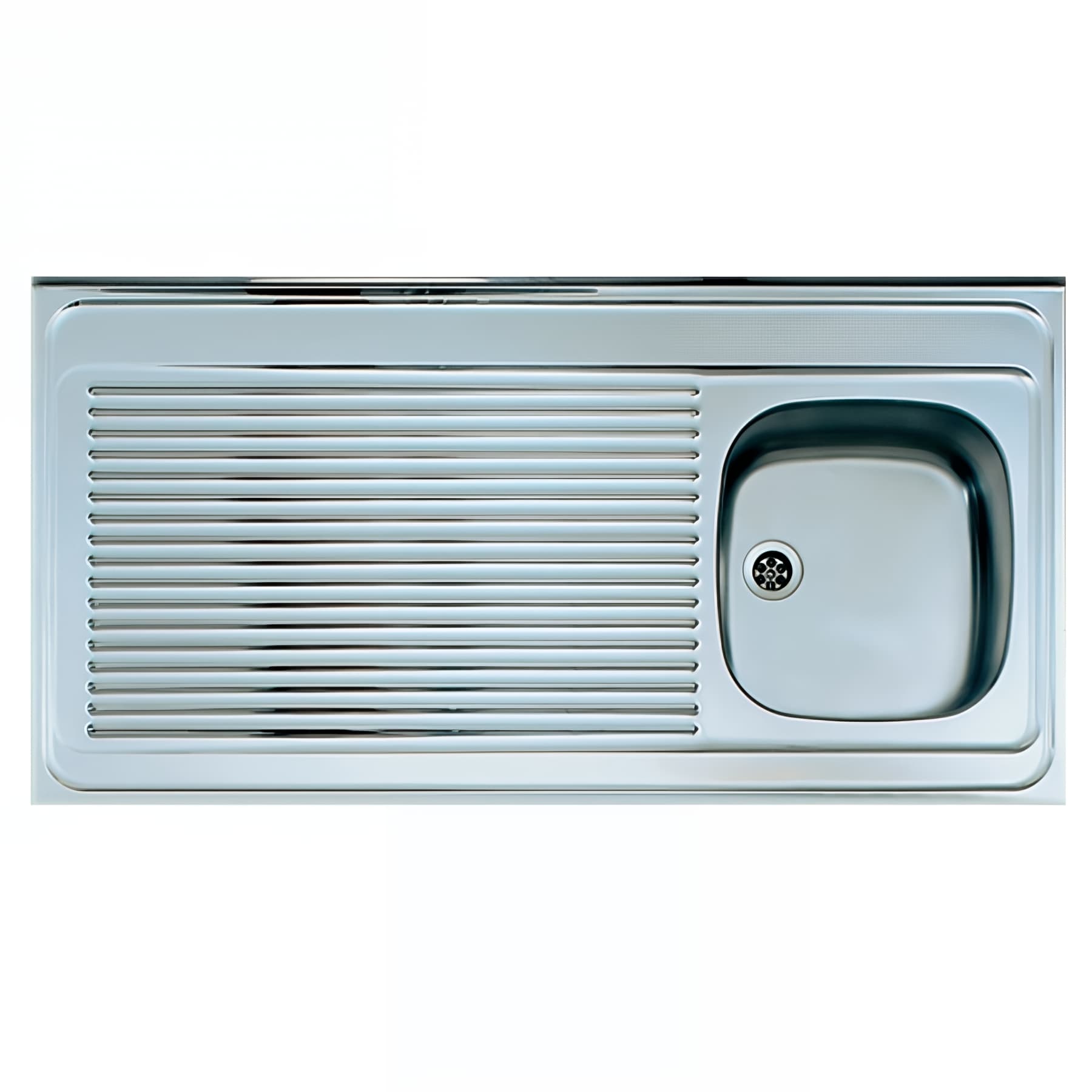 Evier à poser réversible inox toilé MODERNA LAVELLI 1 bac 1 égouttoir 120x60 épaisseur 30mm résistant à la corrosion nettoyage facile