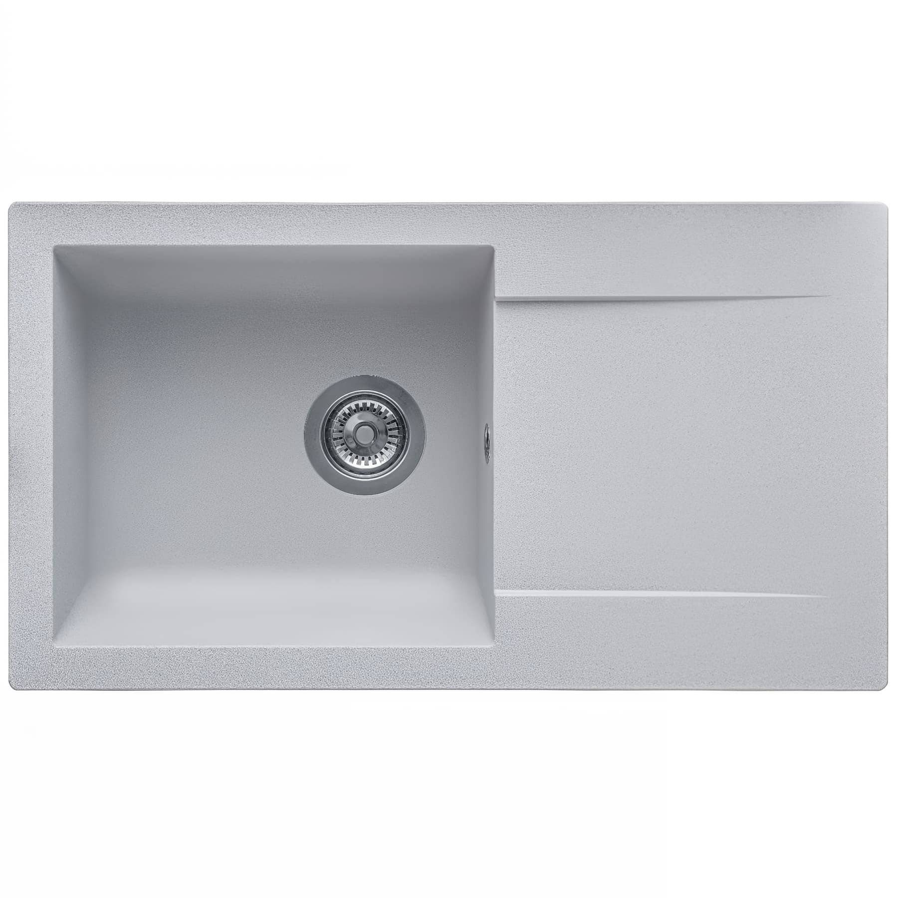 Evier à encastrer réversible en résine composite fibrée MODERNA EINNA 78x43,5 hauteur 17cm gris platinium teinté dans la masse 1 bac 1 égouttoir