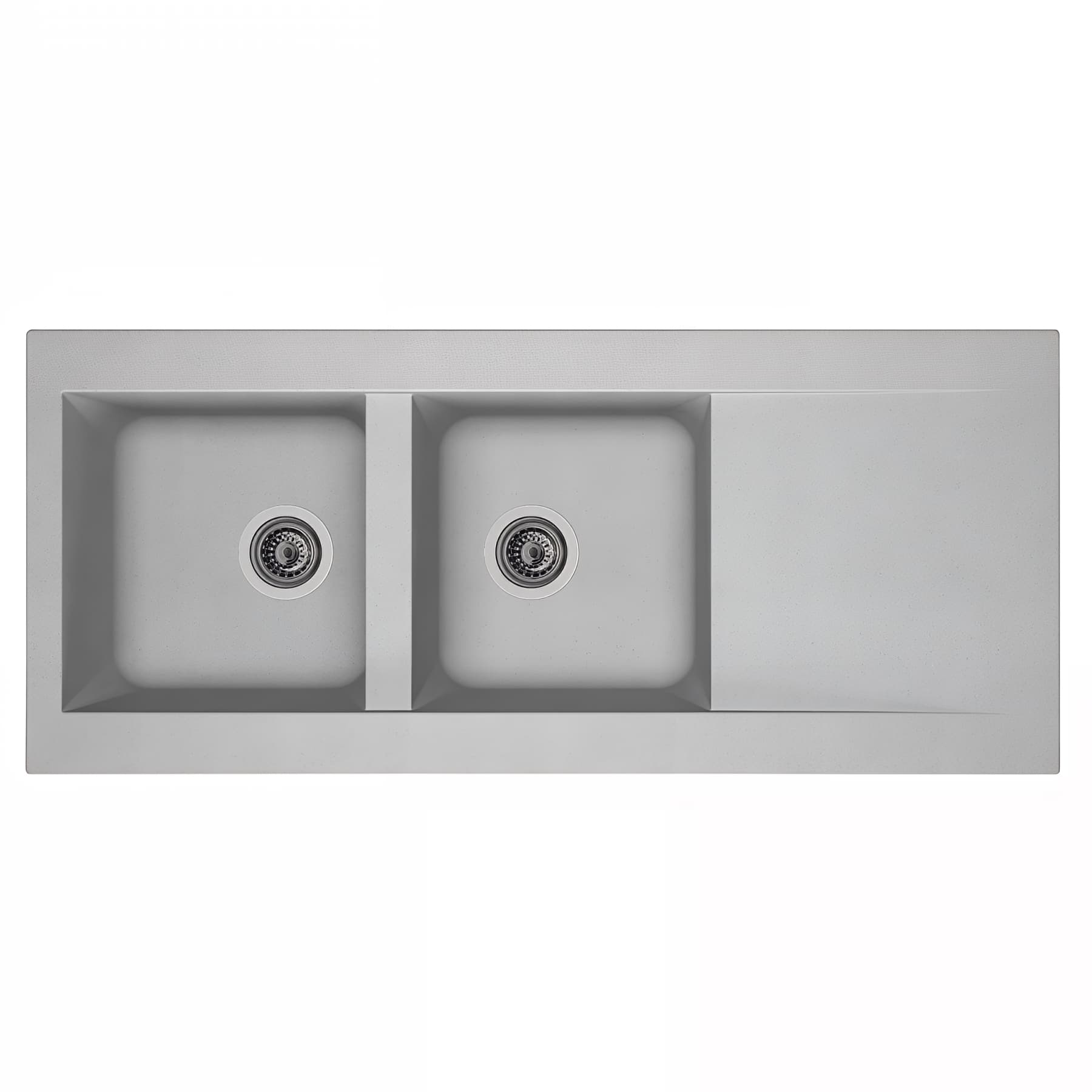 Evier à encastrer réversible en résine composite fibrée MODERNA EINNA 116x50 hauteur 19,8cm gris platinium teinté dans la masse 2 cuves 1 égouttoir